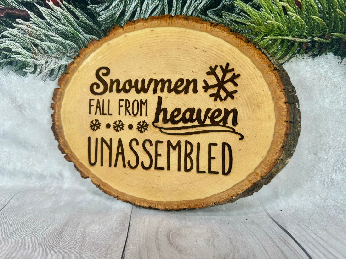 Snowman Fall From Heaven Unassembled Live Edge Wood Signn