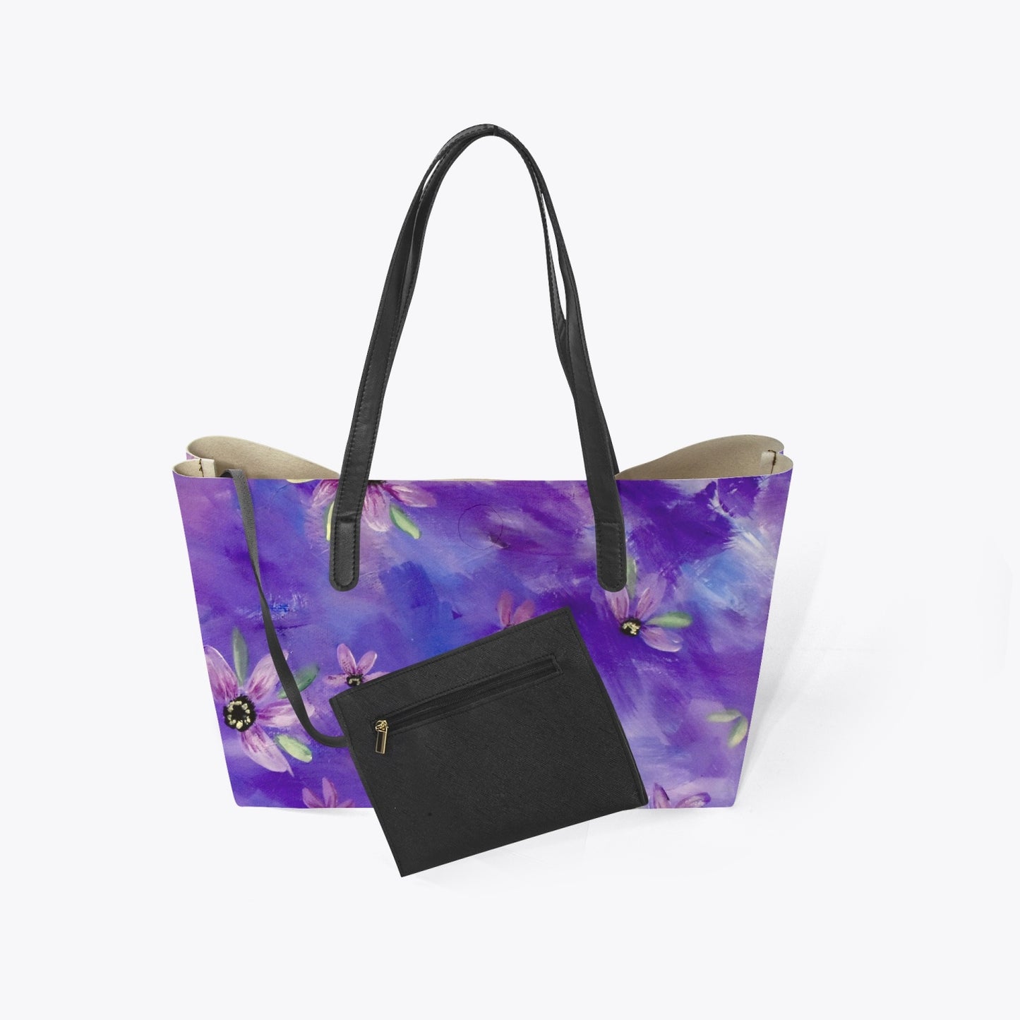 Purple Sunflower Tote Bag With Black Handles