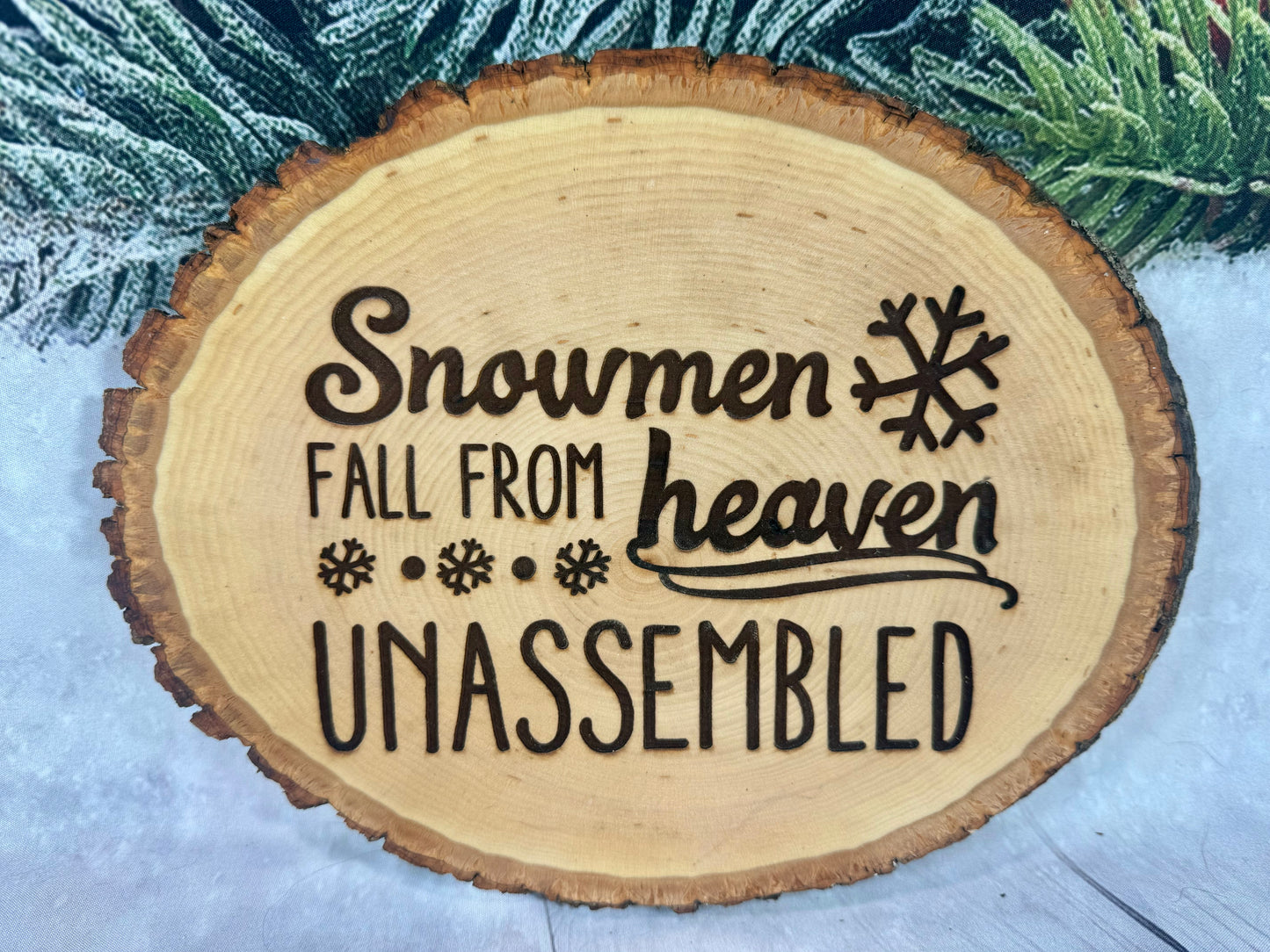 Snowman Fall From Heaven Unassembled Live Edge Wood Signn