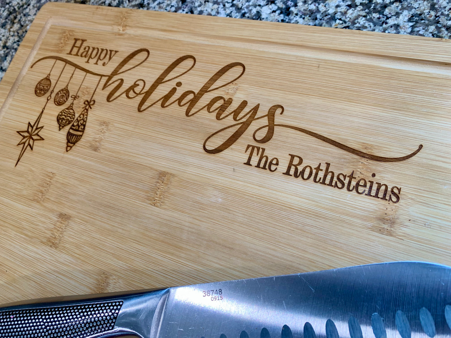Happy Holidays Personalized Thanksgiving Christmas Cutting Board