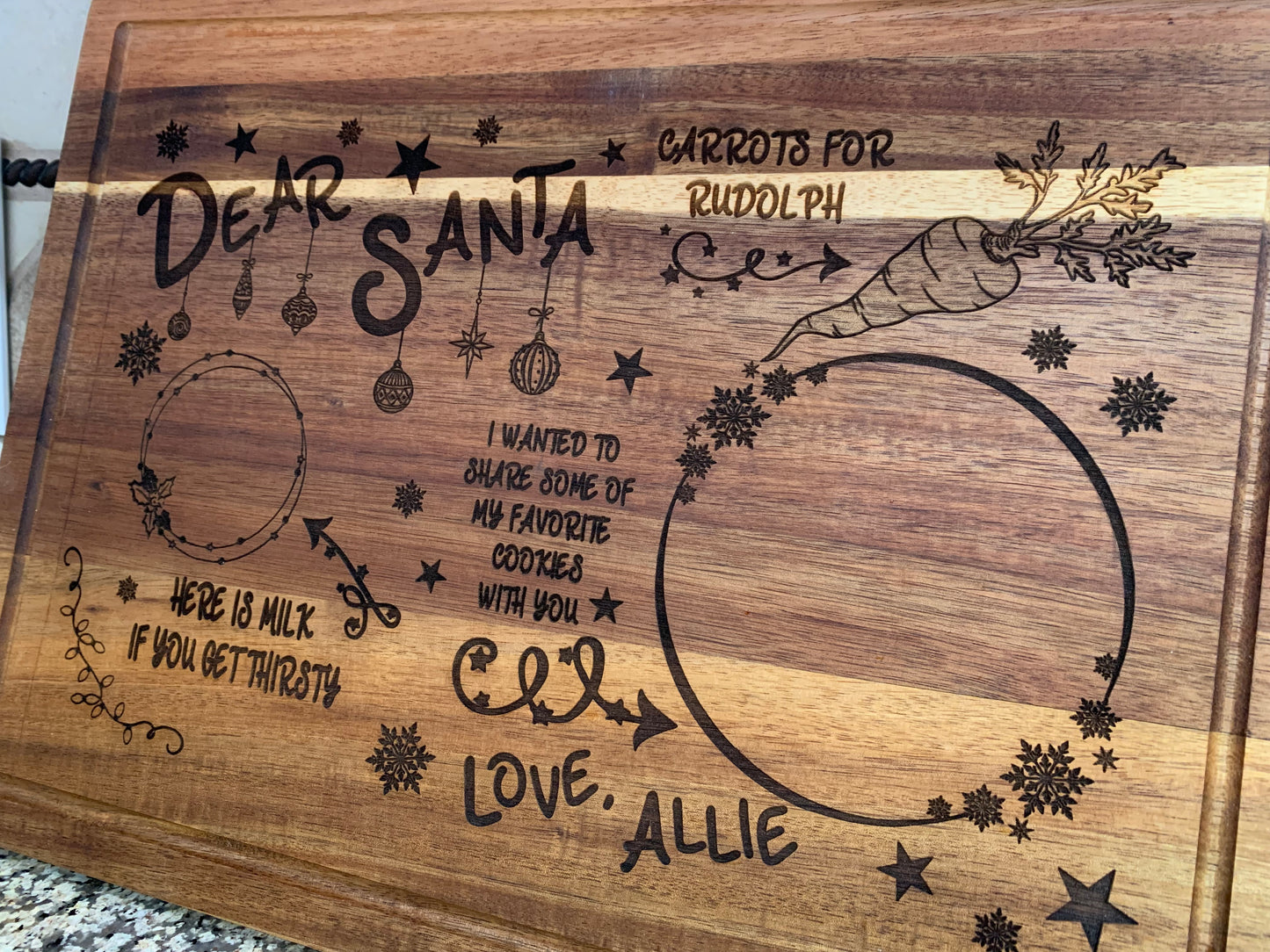 Night Before Christmas Santa’s Cookie and Milk Personalized Cutting Board