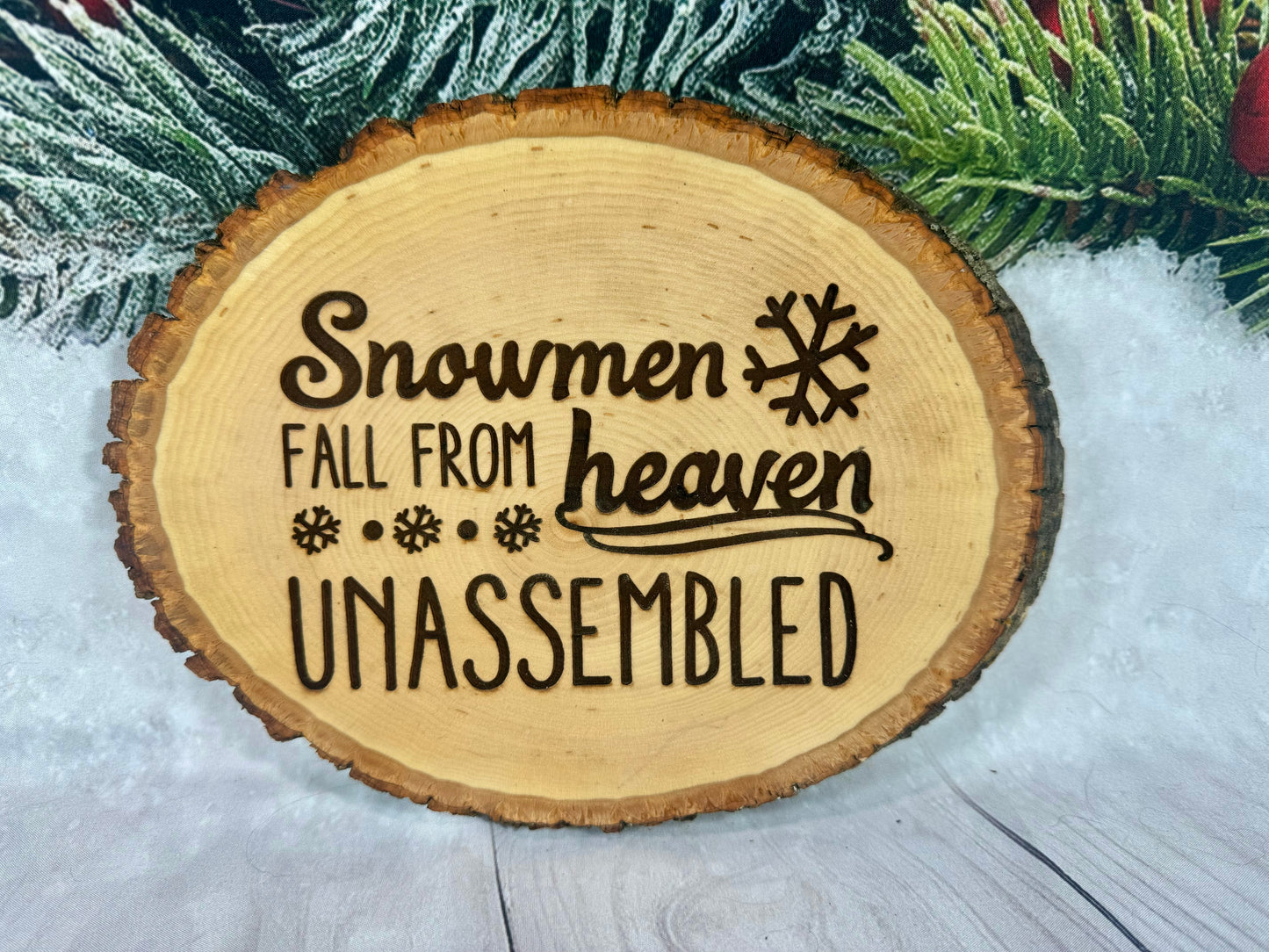 Snowman Fall From Heaven Unassembled Live Edge Wood Signn