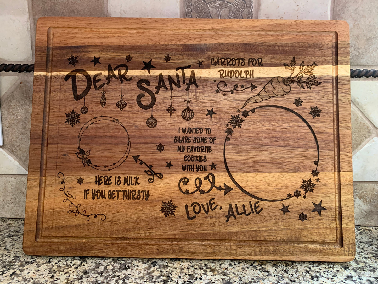 Night Before Christmas Santa’s Cookie and Milk Personalized Cutting Board