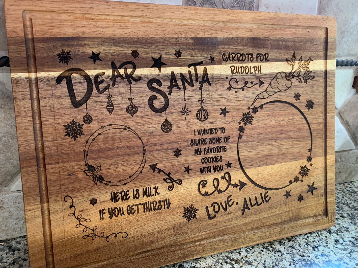 Night Before Christmas Santa’s Cookie and Milk Personalized Cutting Board