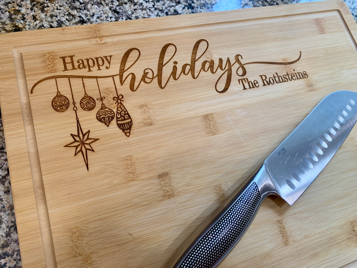 Happy Holidays Personalized Thanksgiving Christmas Cutting Board