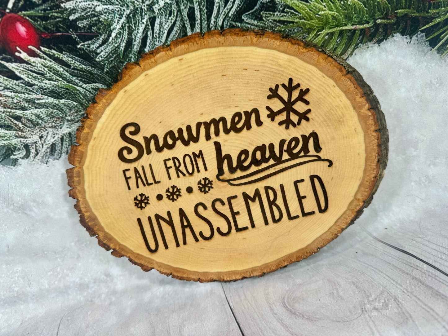Snowman Fall From Heaven Unassembled Live Edge Wood Signn