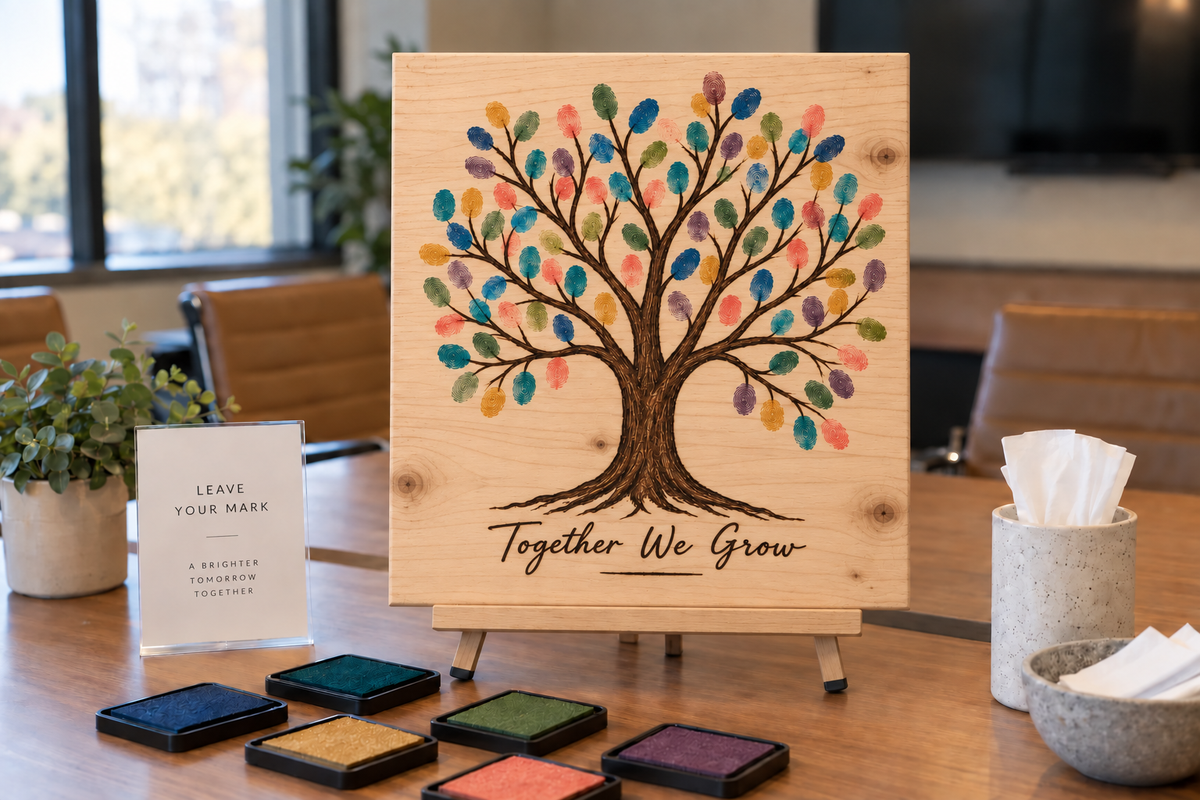 Custom Wood-Burned Fingerprint Tree Keepsake Kit