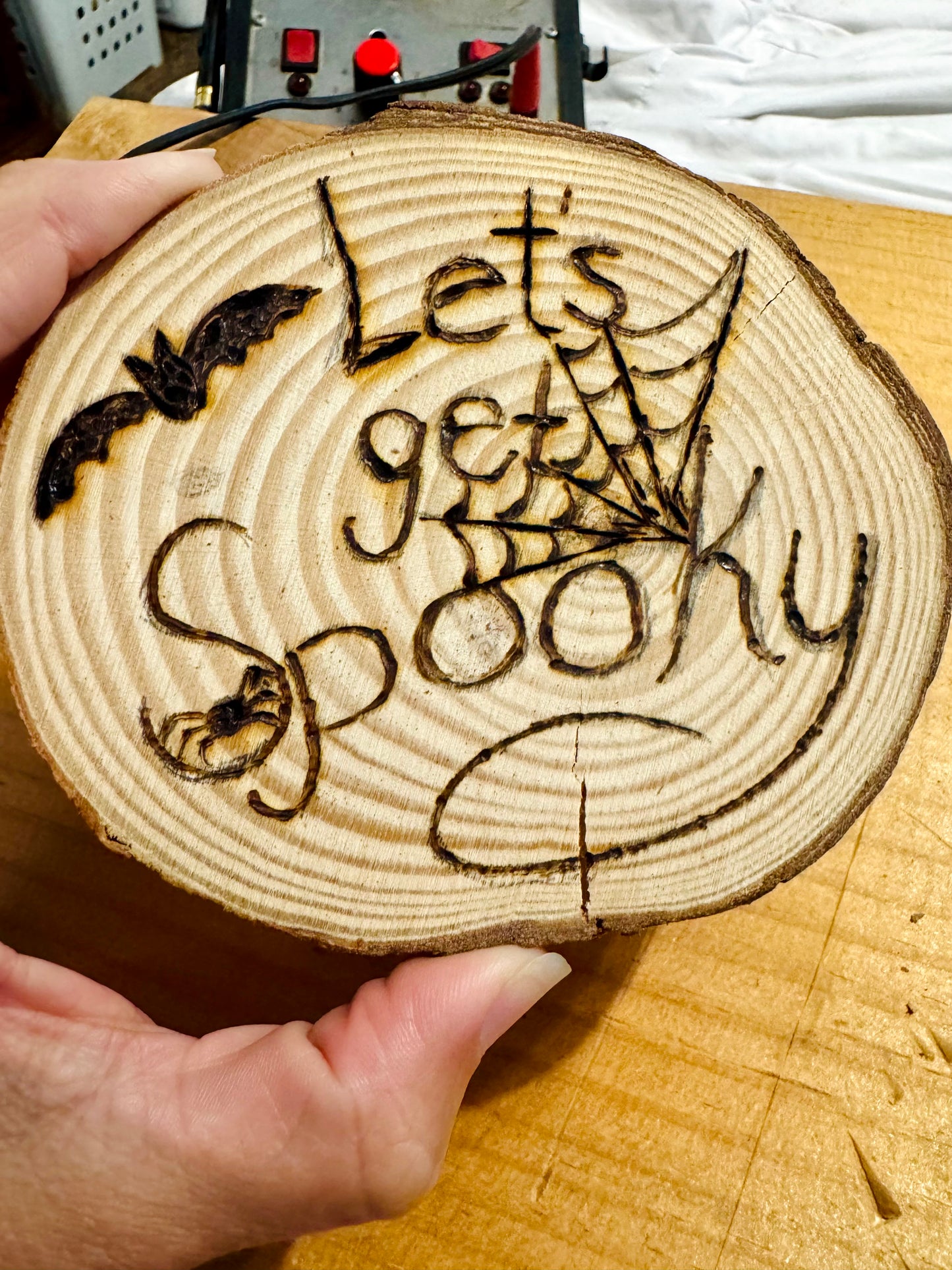 Let’s Get Spooky Wood Burned Halloween Sign | Handmade Rustic Décor