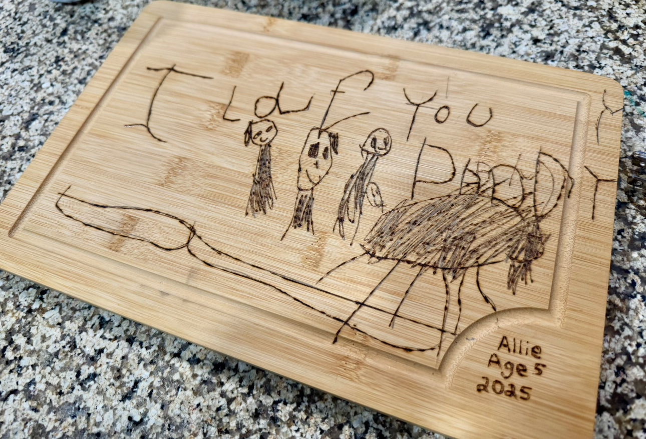Father’s Day Keepsake: Kids’ Drawing Cutting Board Class Wood Burning Class
