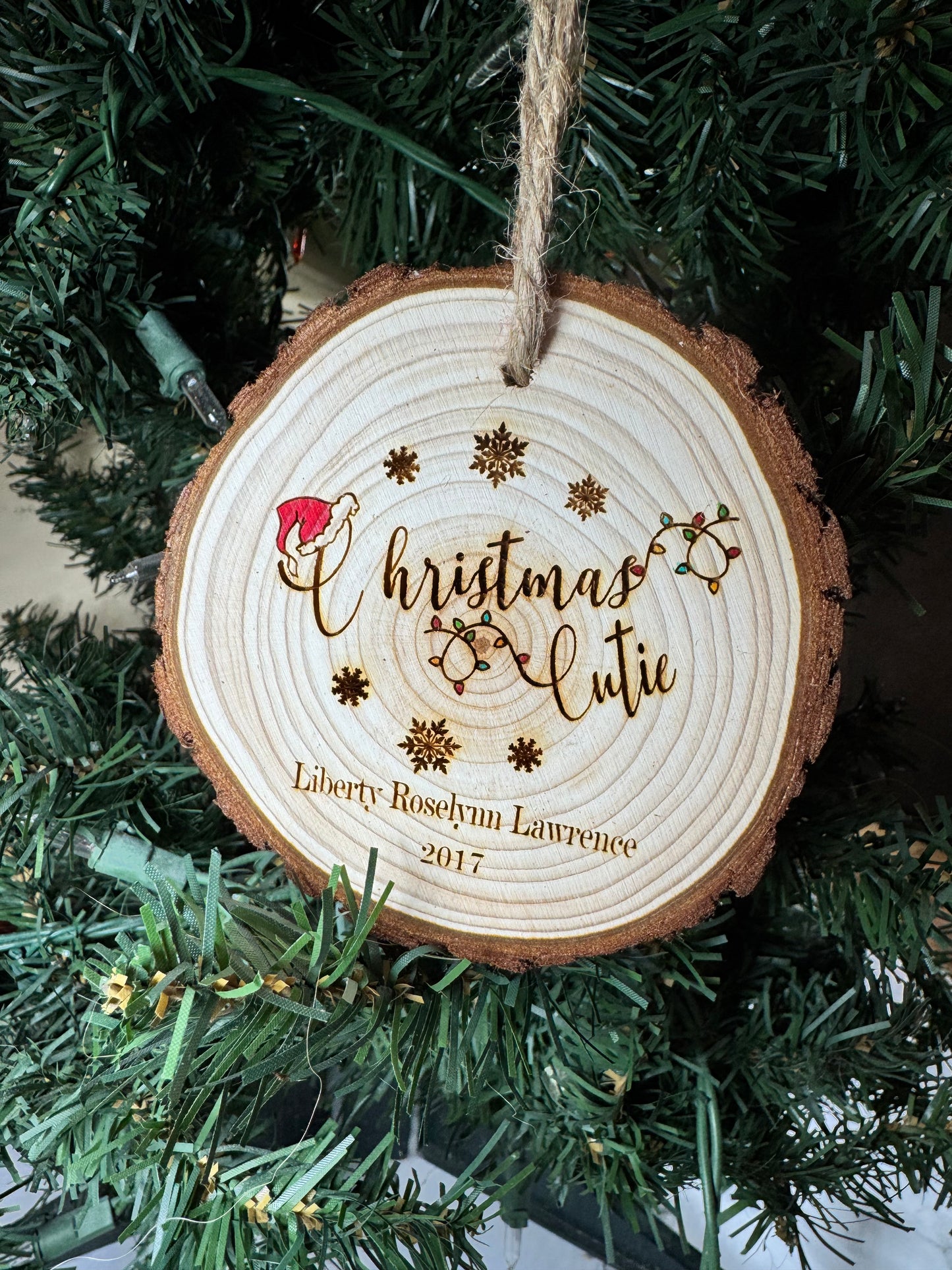 Personalized Christmas Cutie Ornament Live Edge