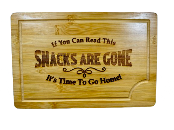 Funny Snack Cutting Board | Bamboo Serving Tray | Engraved Kitchen Gift | Hostess Gift | Housewarming Gift | Party Snack Board