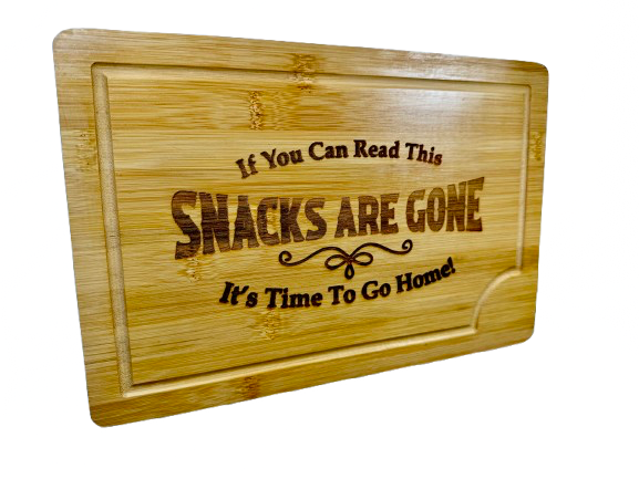 Funny Snack Cutting Board | Bamboo Serving Tray | Engraved Kitchen Gift | Hostess Gift | Housewarming Gift | Party Snack Board