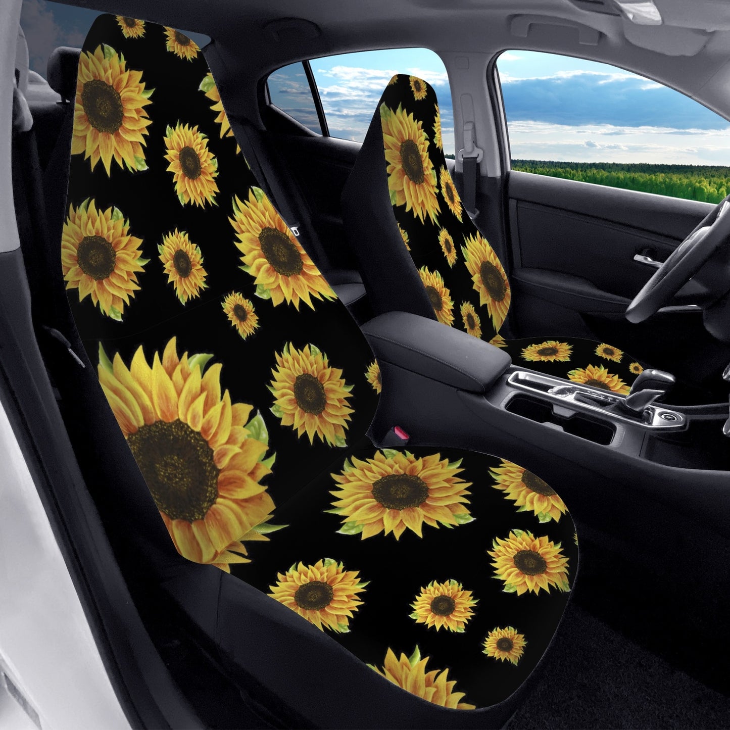 Sunflower Microfiber Car Seats Cover 2Pcs