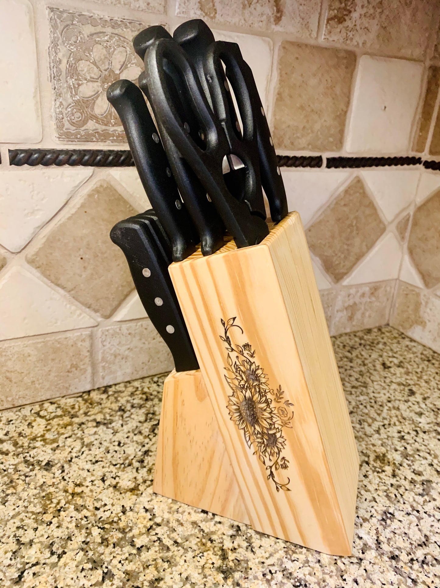Sunflower Knife Block And Accessories - MixMatched Creations