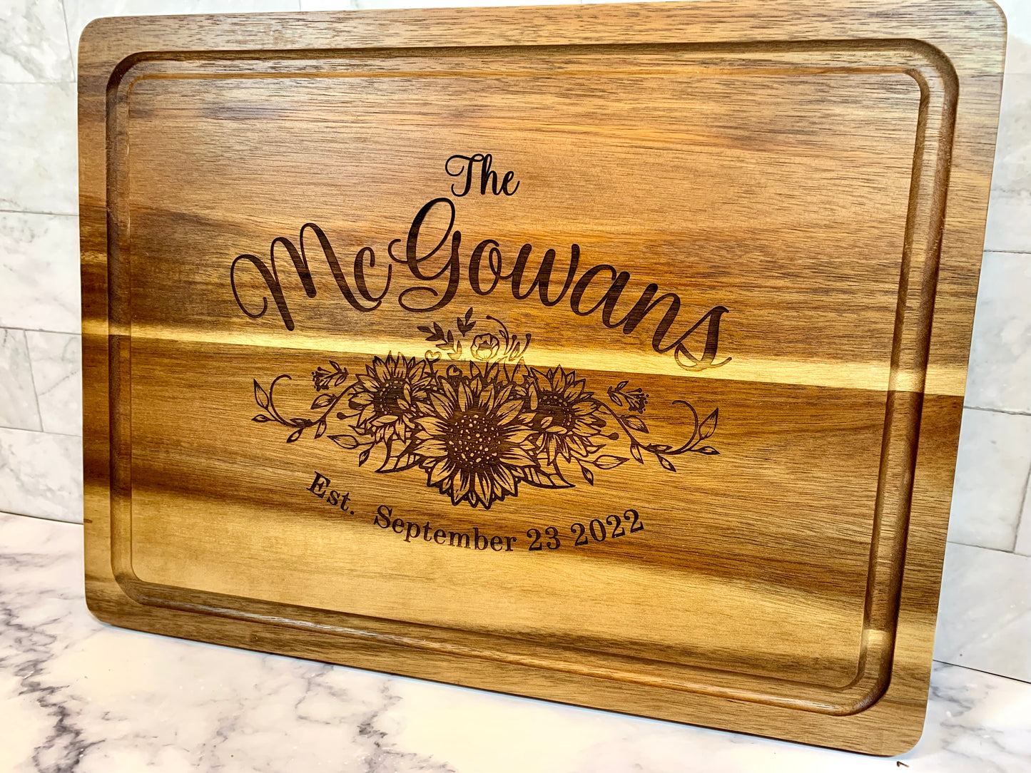 Sunflower Personalized Wedding Cutting Board