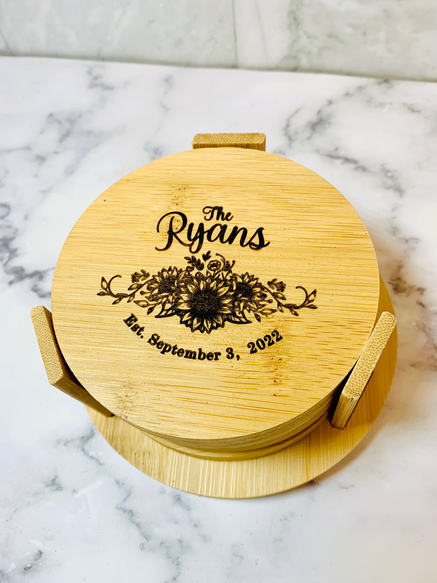 Sunflower Cutting Board & Coaster Set