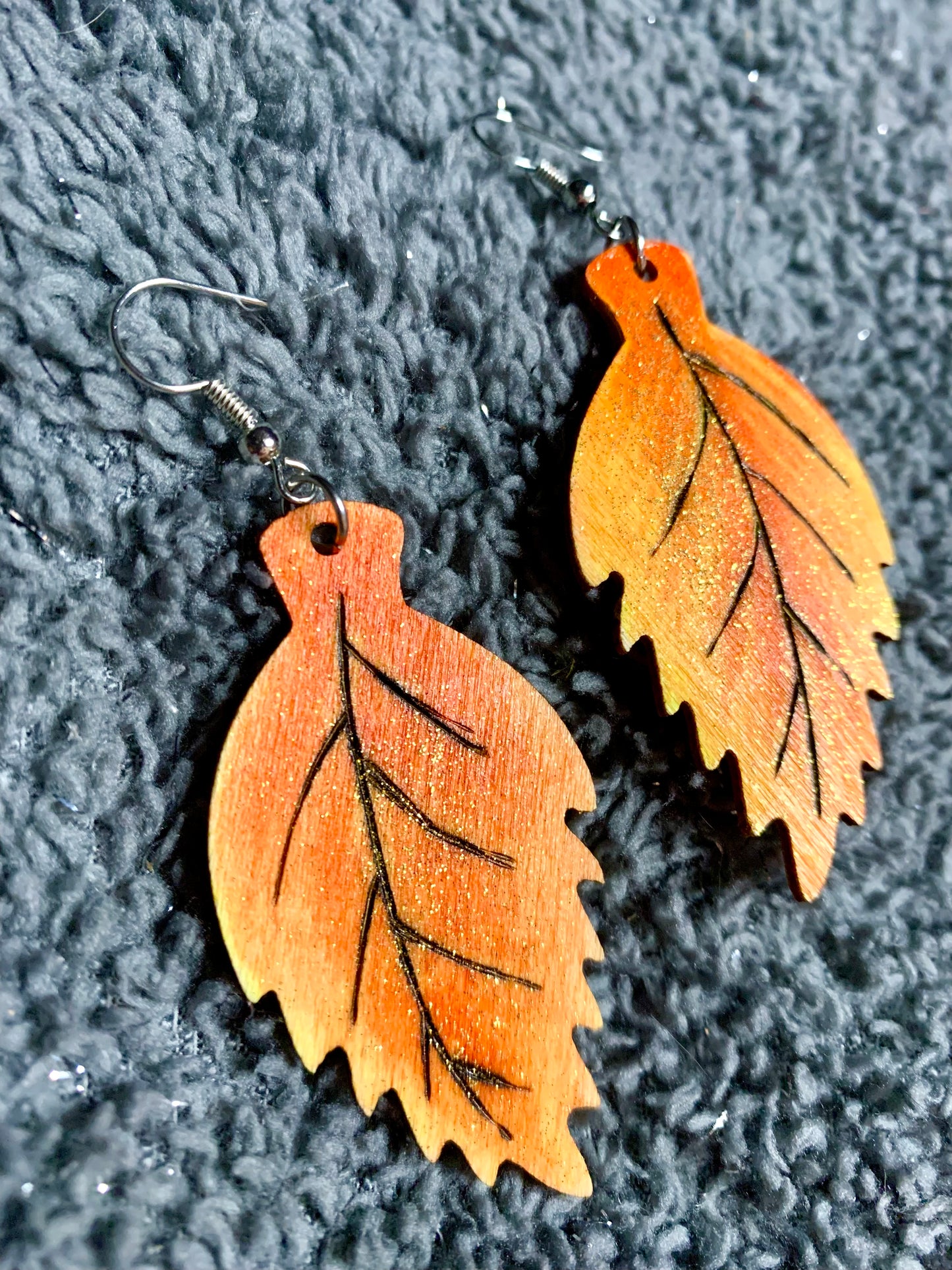 Wood Autumn Fall Leaf Earrings - MixMatched Creations