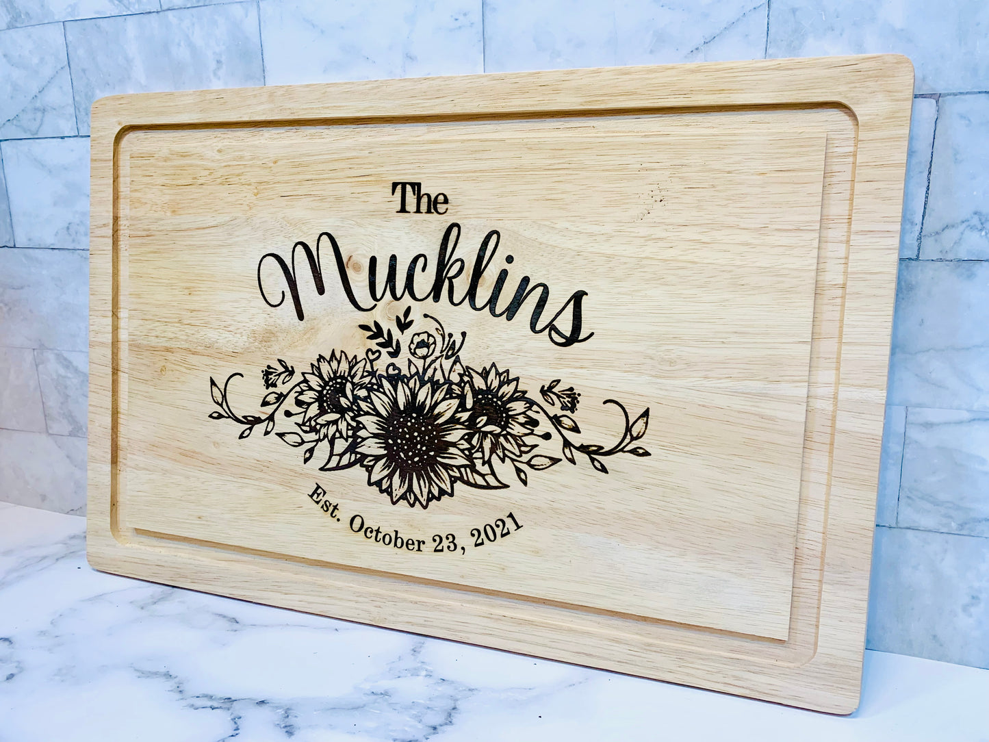 Sunflower Personalized Wedding Cutting Board - MixMatched Creations