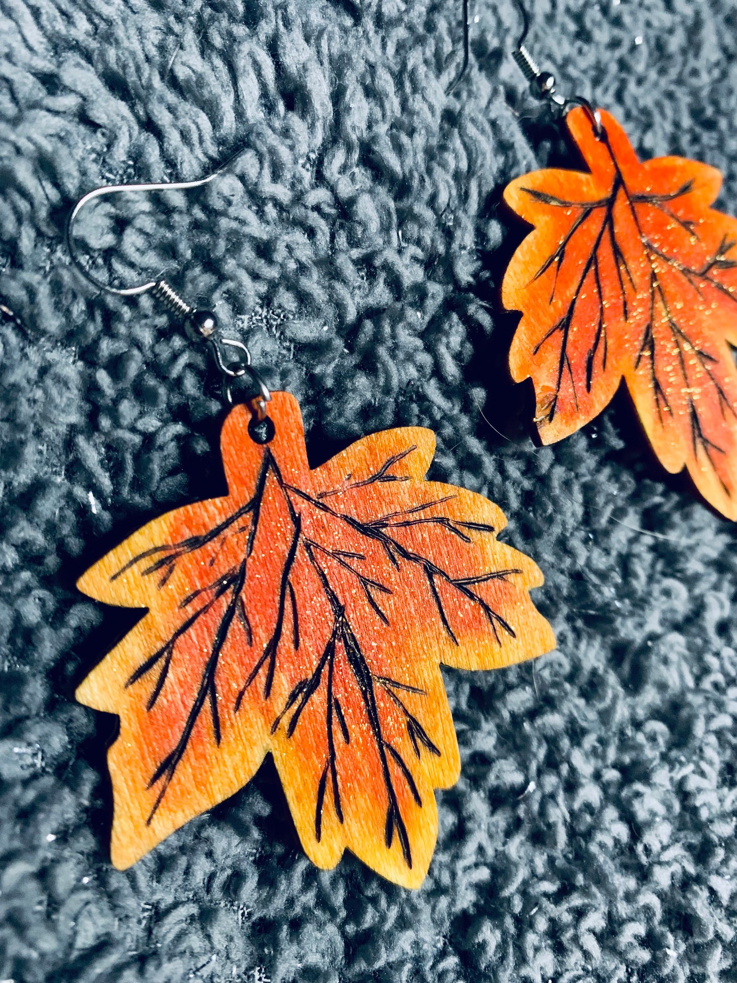 Wood Autumn Fall Leaf Earrings - MixMatched Creations