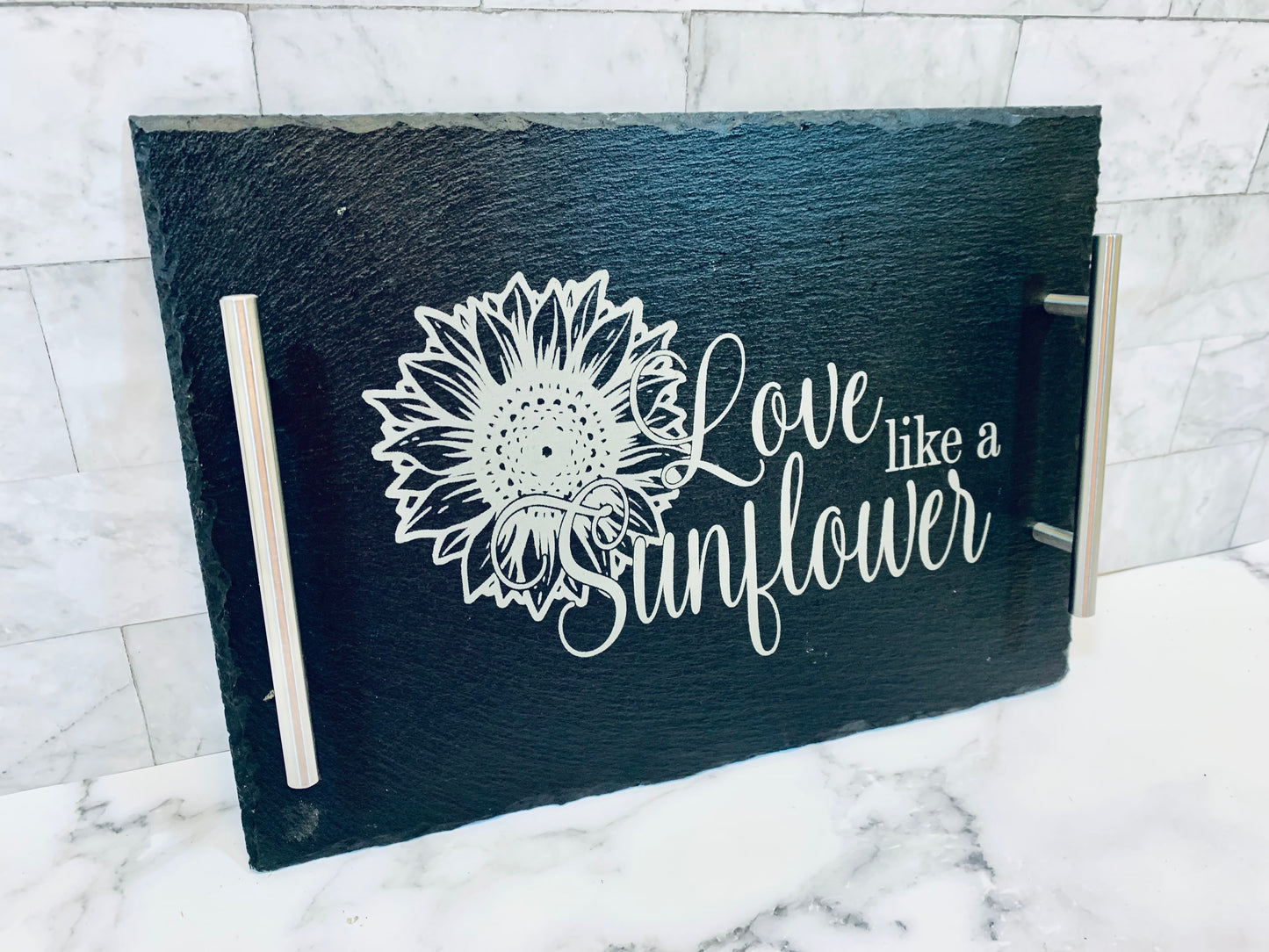 Love Like A Sunflower Slate Tray - MixMatched Creations