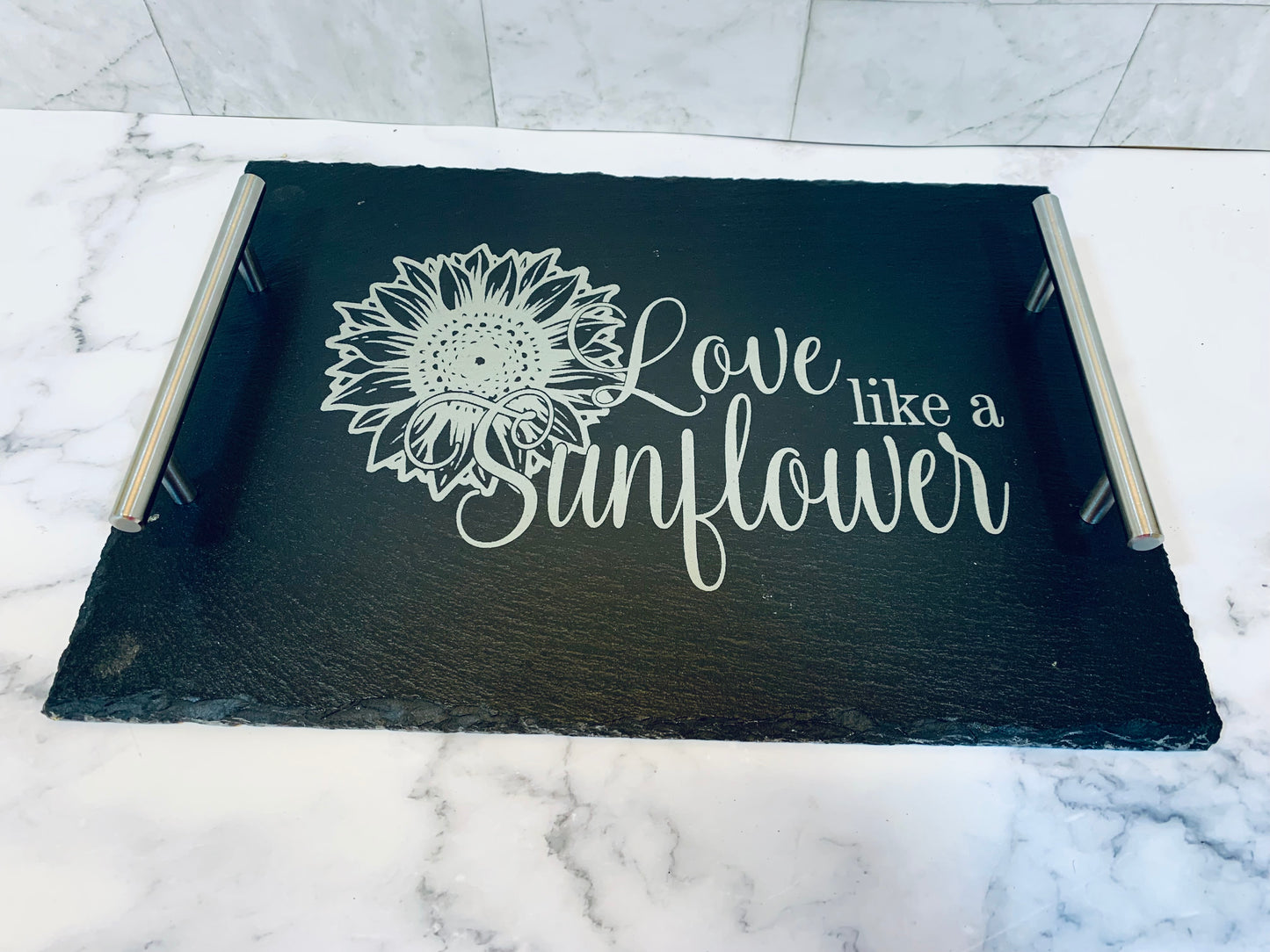 Love Like A Sunflower Slate Tray - MixMatched Creations