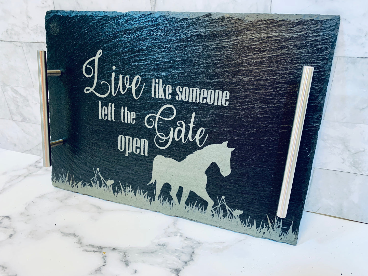 Live Like Someone Left The Gate Open Slate Tray - MixMatched Creations