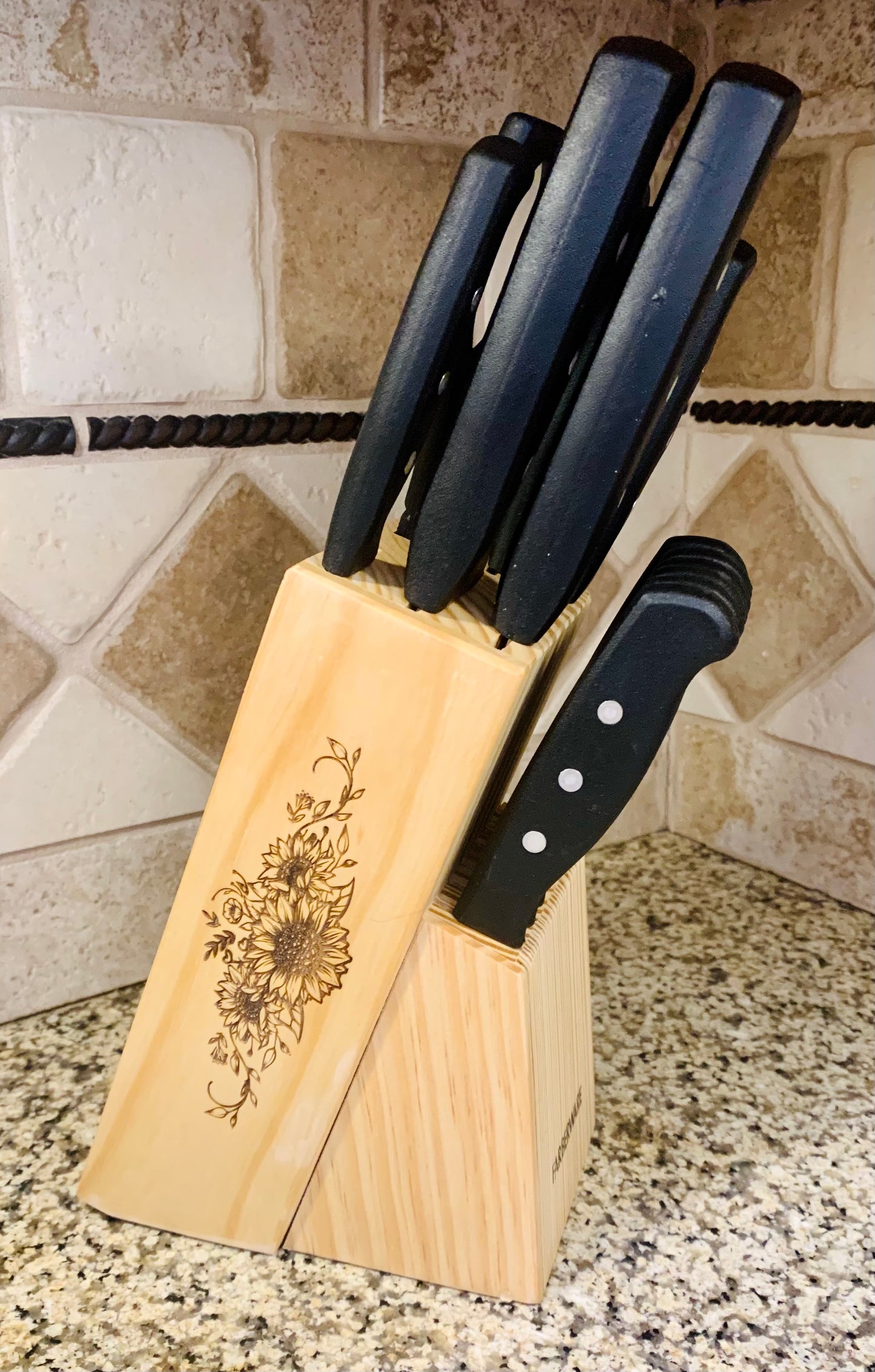 Sunflower Knife Block And Accessories - MixMatched Creations