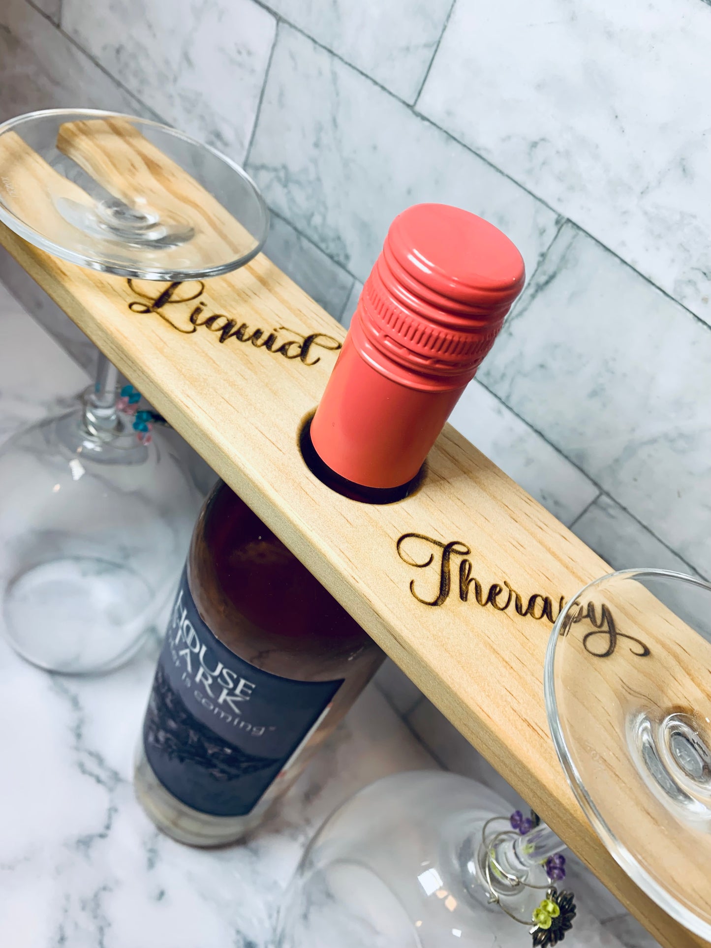 Liquid Therapy Wine Bottle/Glass Holder - MixMatched Creations