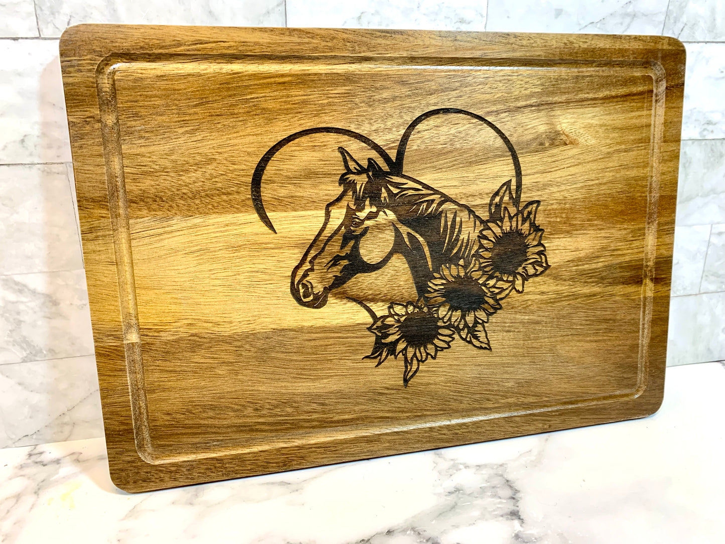 Horse & Sunflower Cutting Board