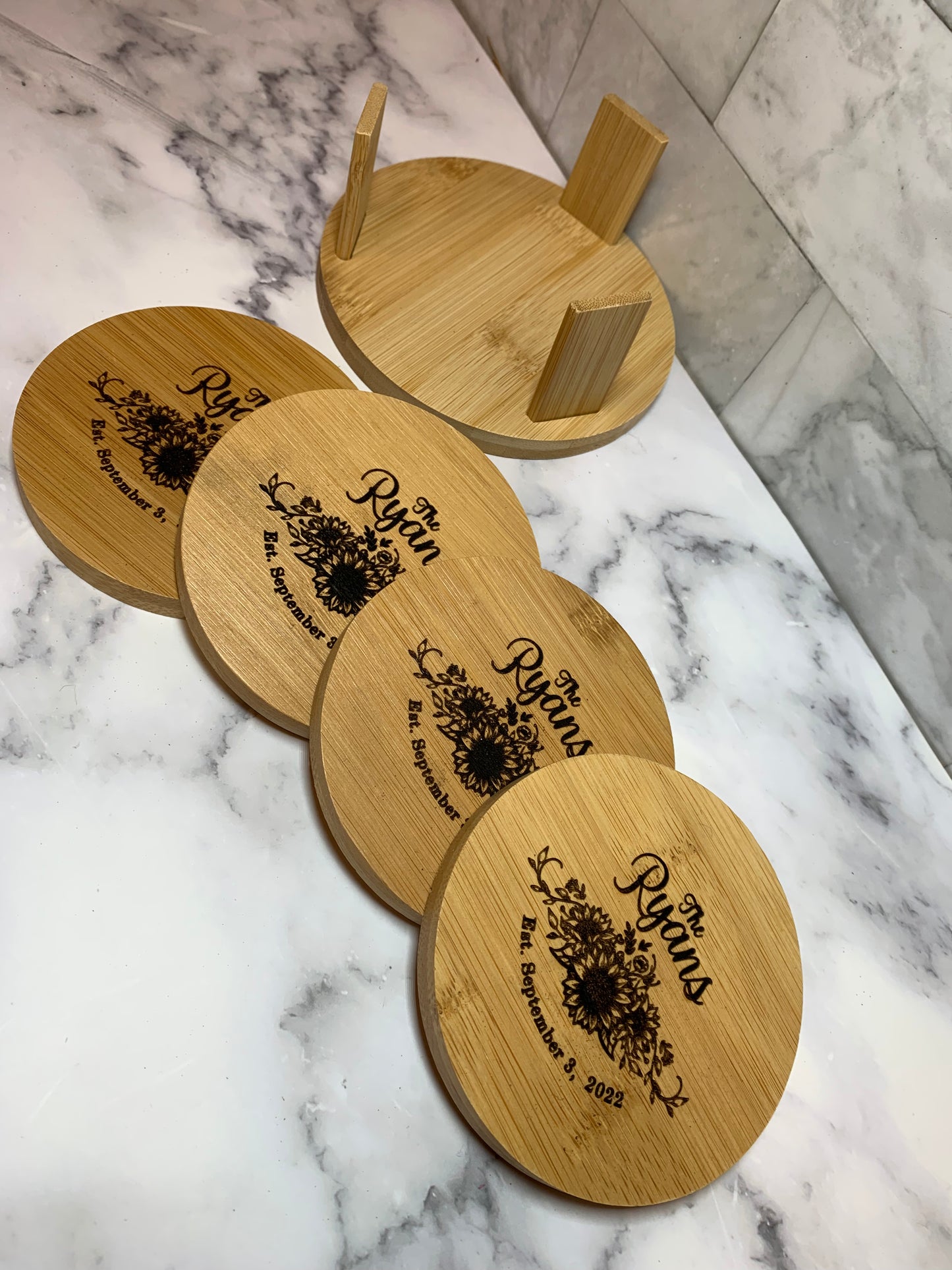 Sunflower Cutting Board & Coaster Set