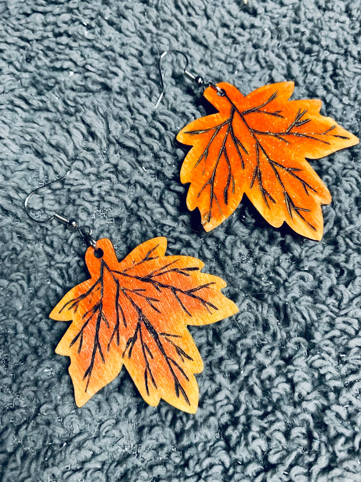 Wood Autumn Fall Leaf Earrings - MixMatched Creations