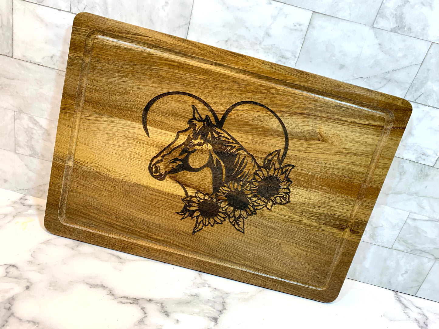 Horse & Sunflower Cutting Board