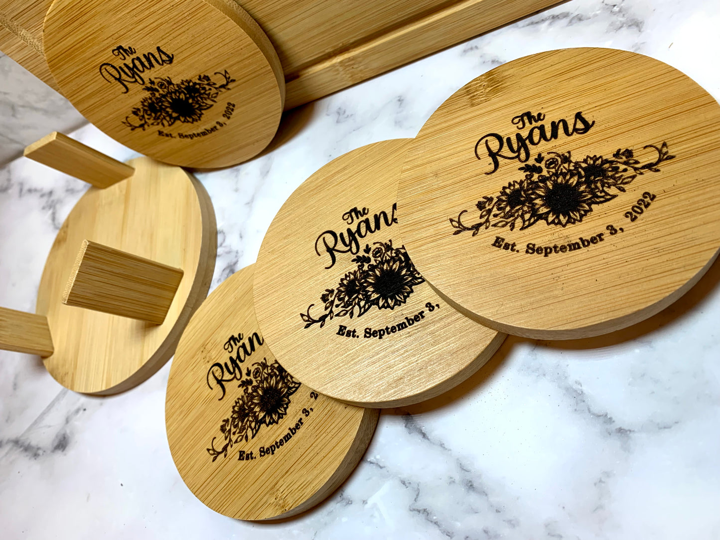 Sunflower Cutting Board & Coaster Set