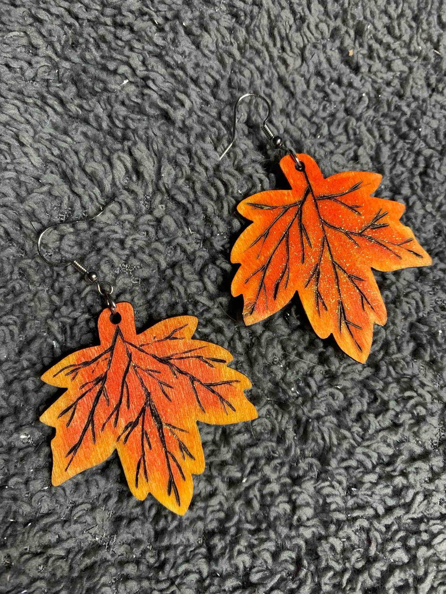 Wood Autumn Fall Leaf Earrings - MixMatched Creations