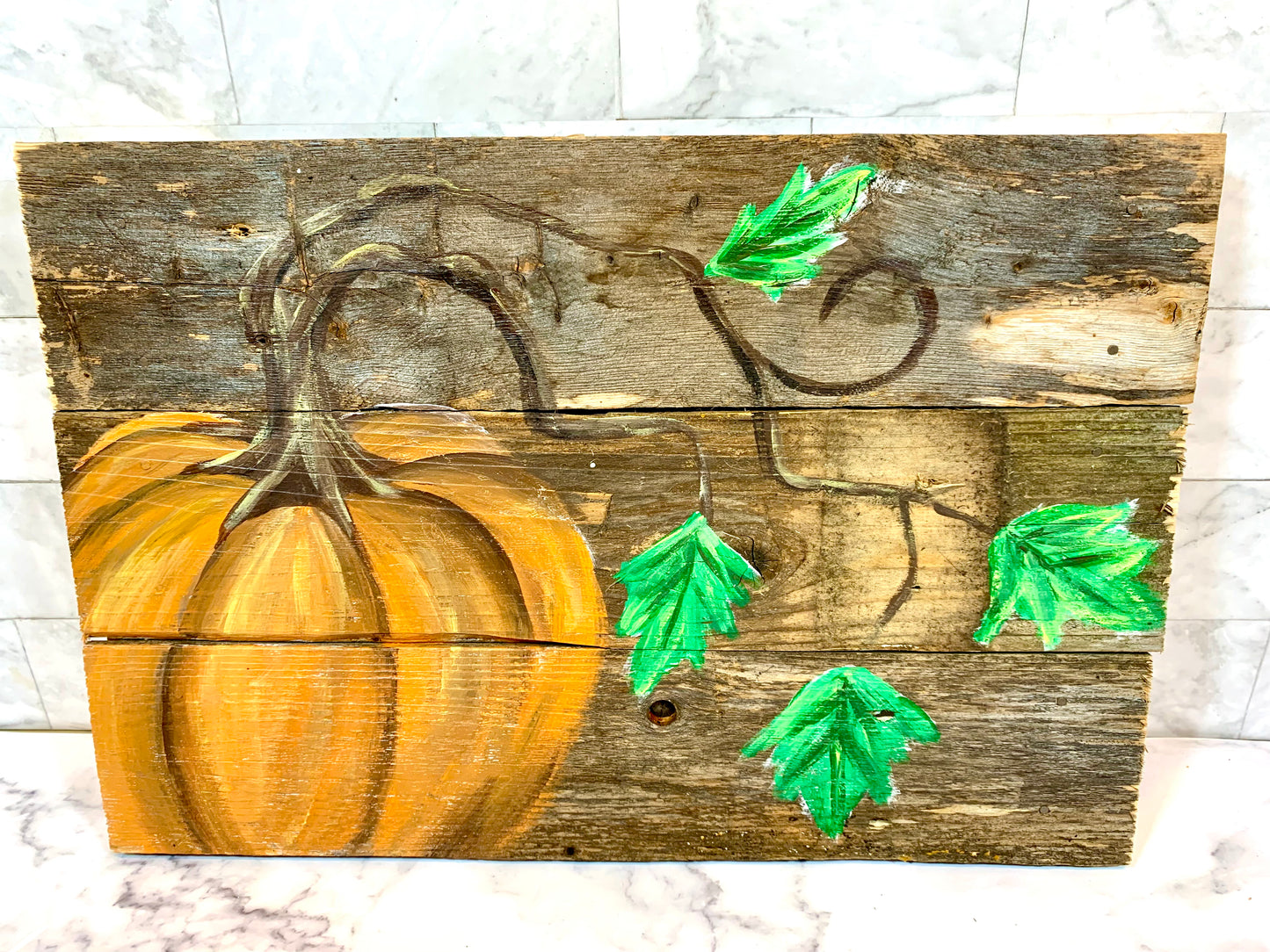 Pumpkin Fall Painted Wood Sign