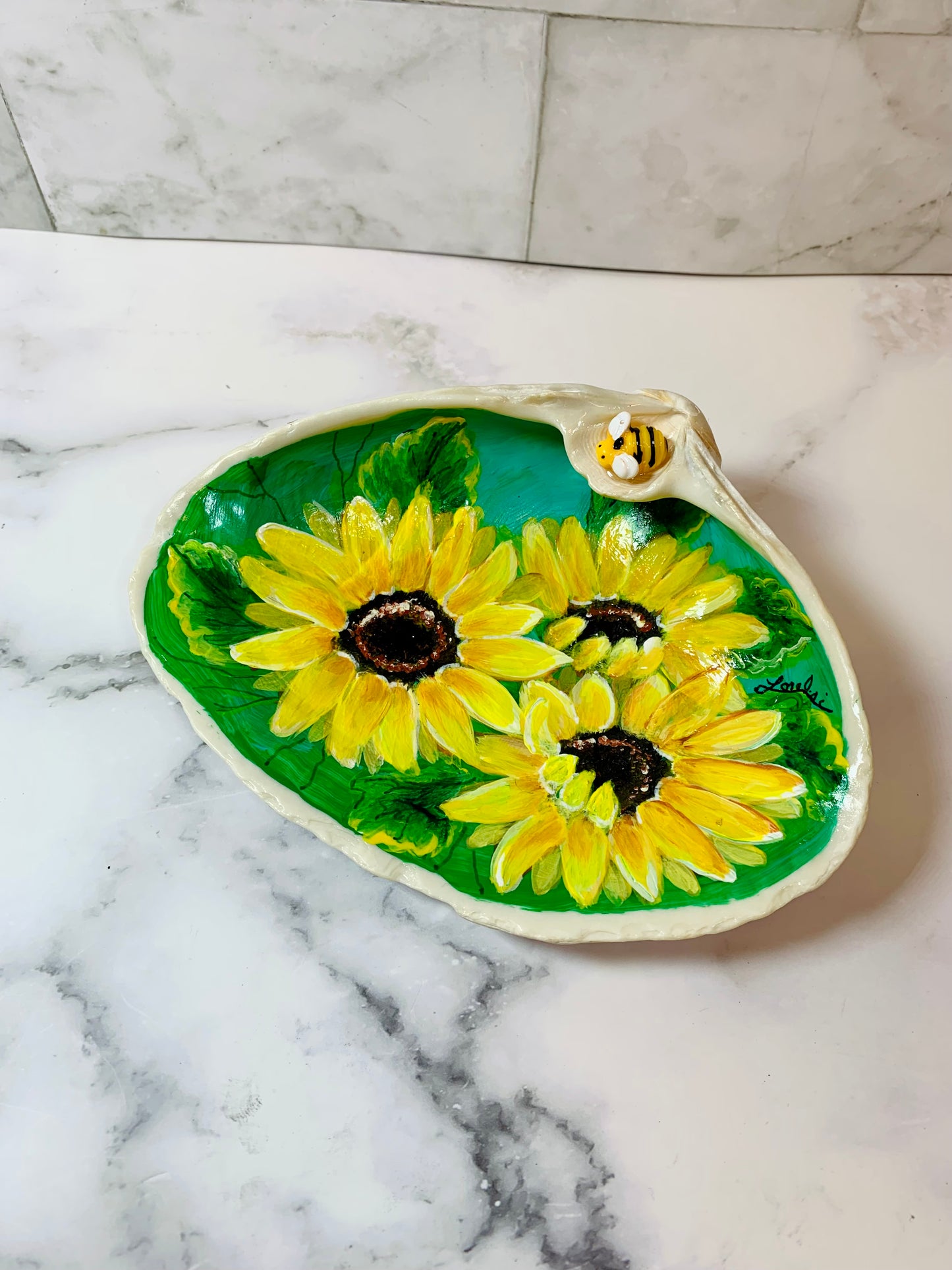 Sunflower Hand Painted Seashell - MixMatched Creations