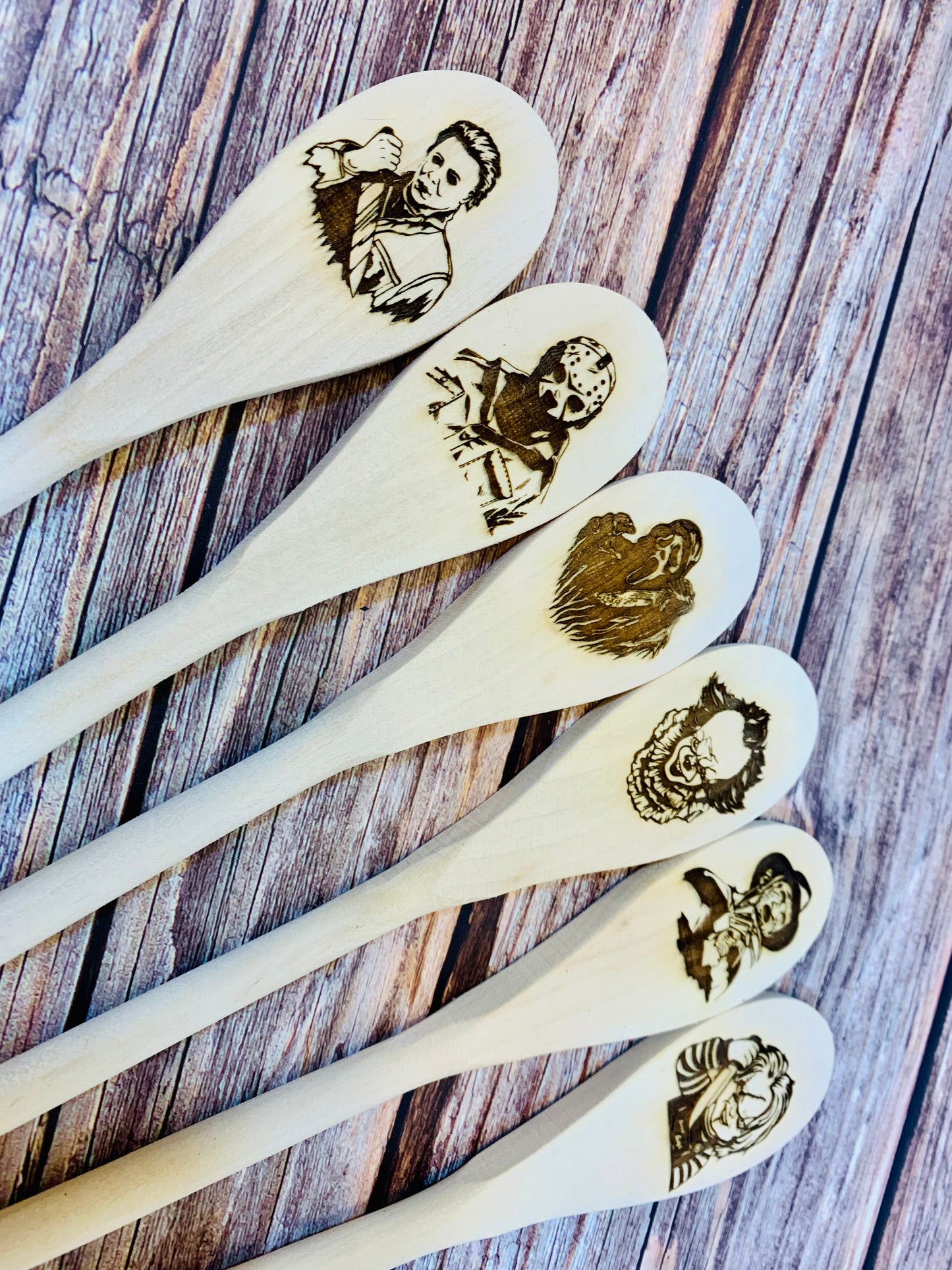 Horror Character Wooden Engraved Spoons - MixMatched Creations