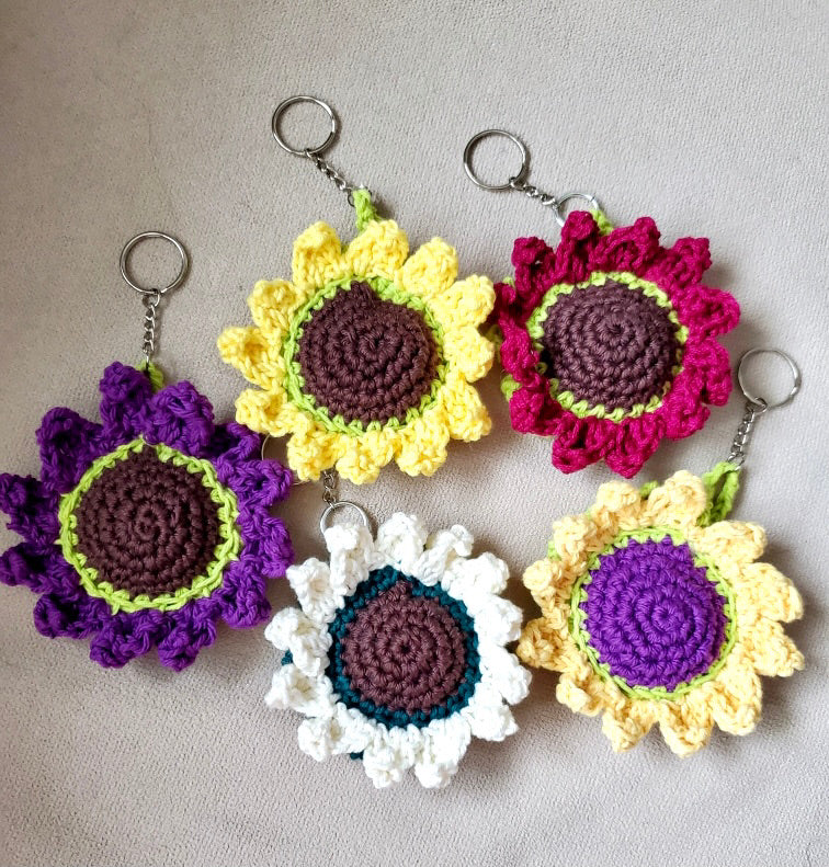 crochet flower key holder  how to crochet flower key cover 