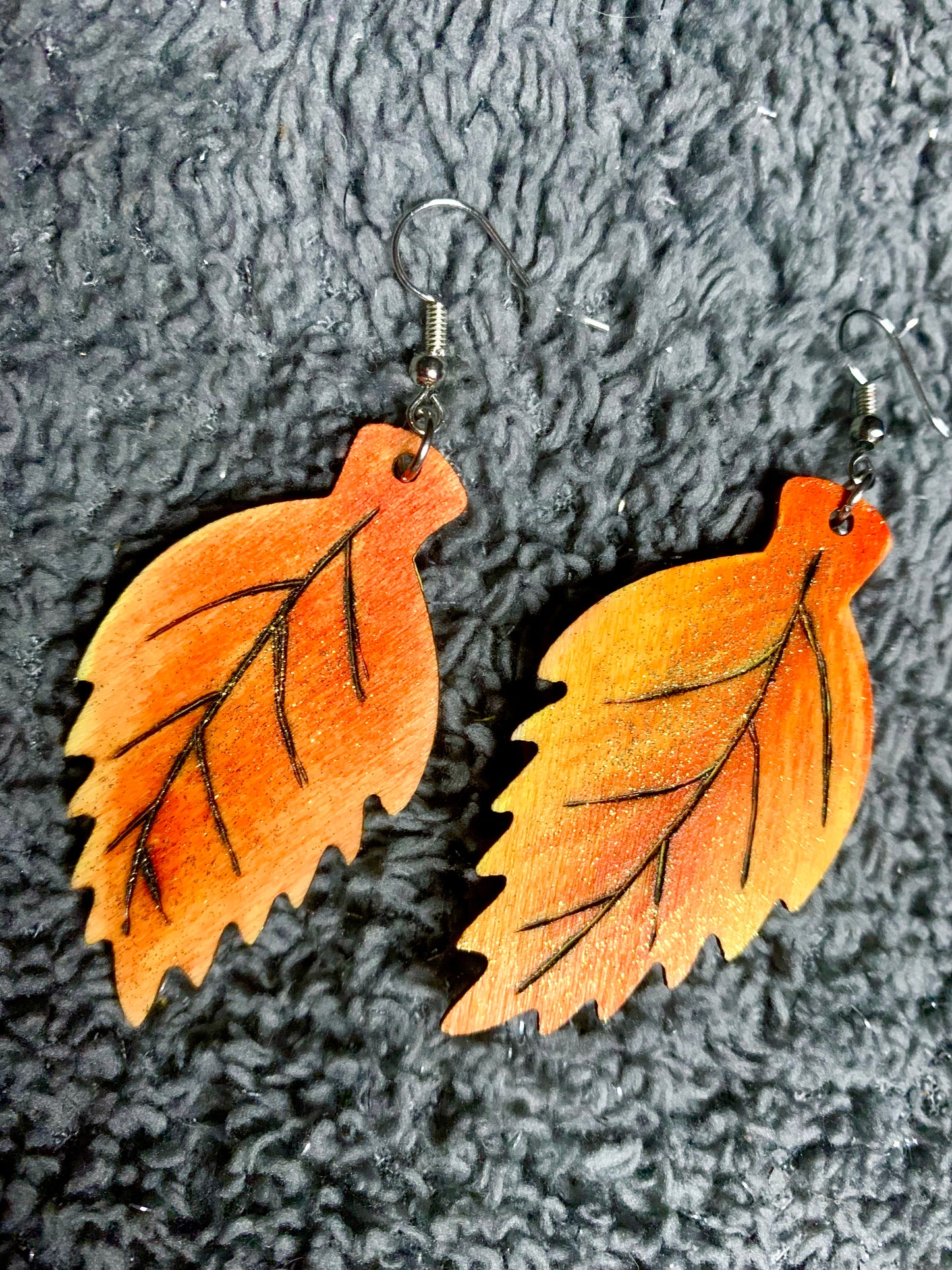 Wood Autumn Fall Leaf Earrings - MixMatched Creations