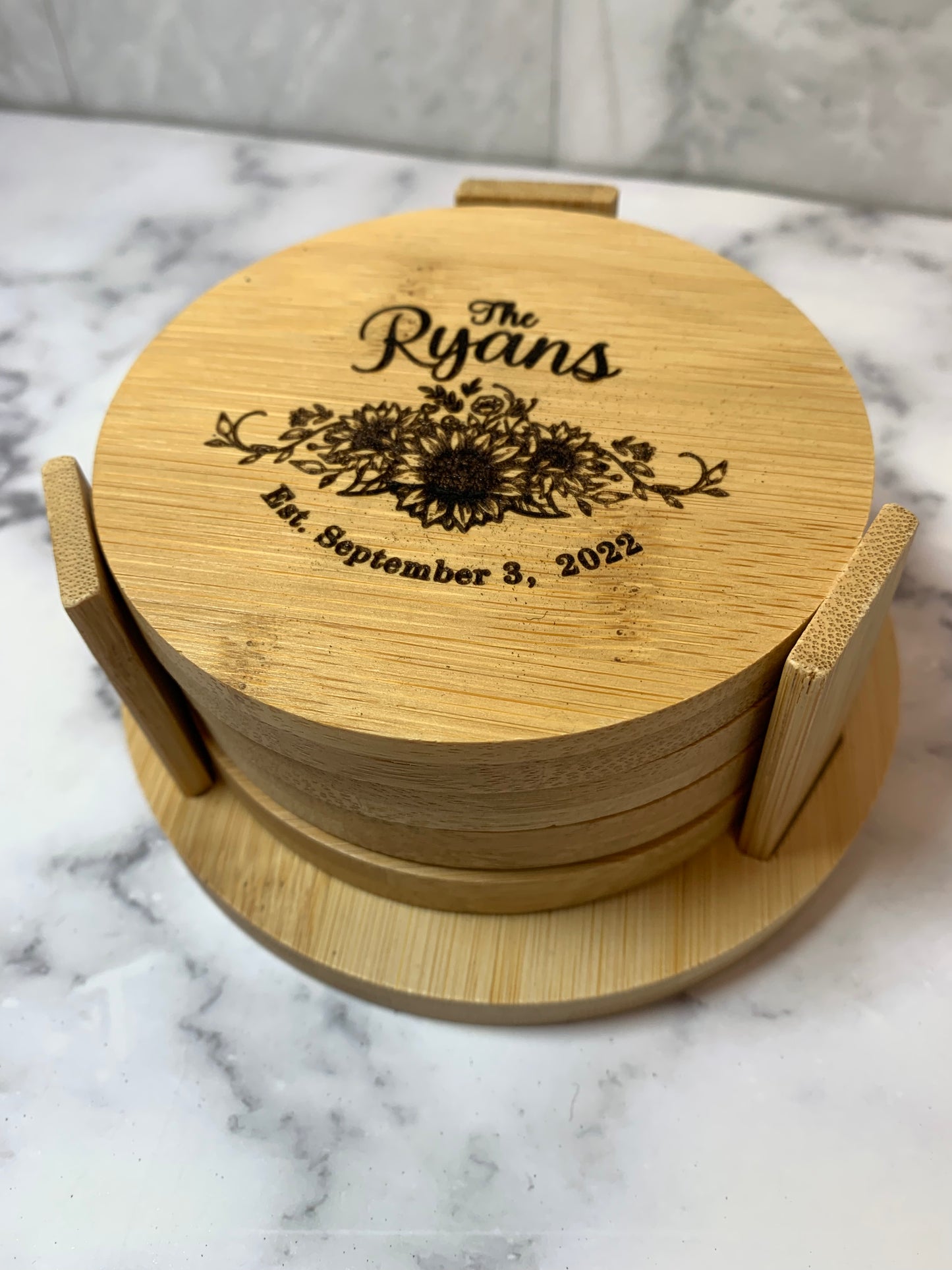 Sunflower Cutting Board & Coaster Set