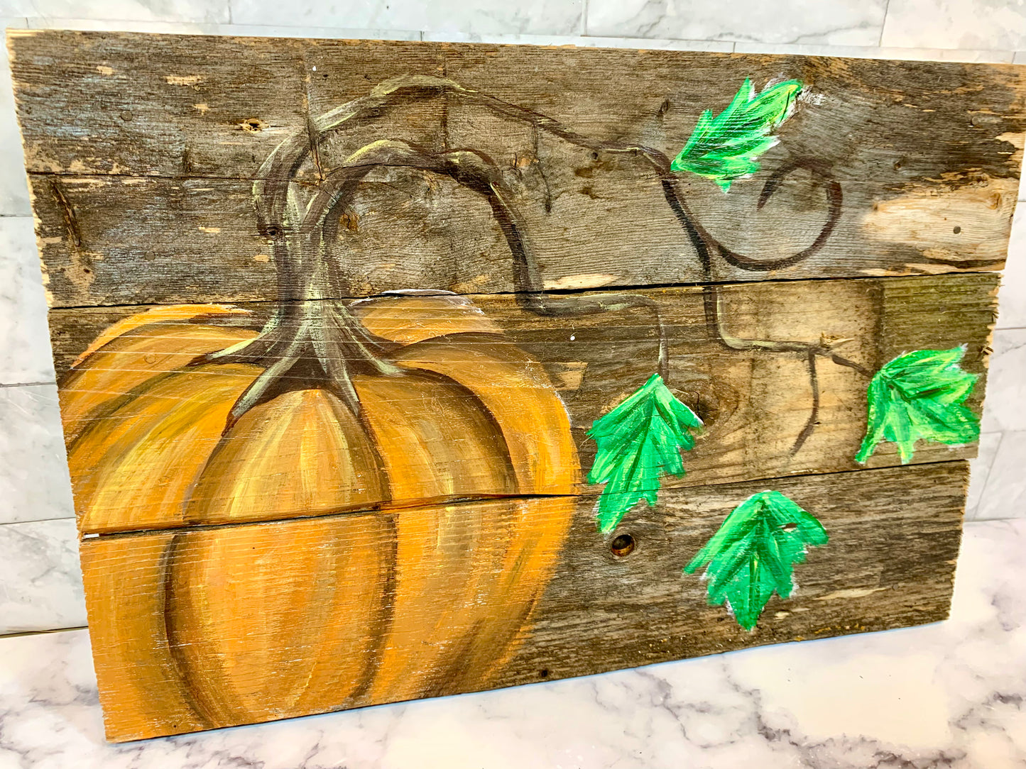 Pumpkin Fall Painted Wood Sign