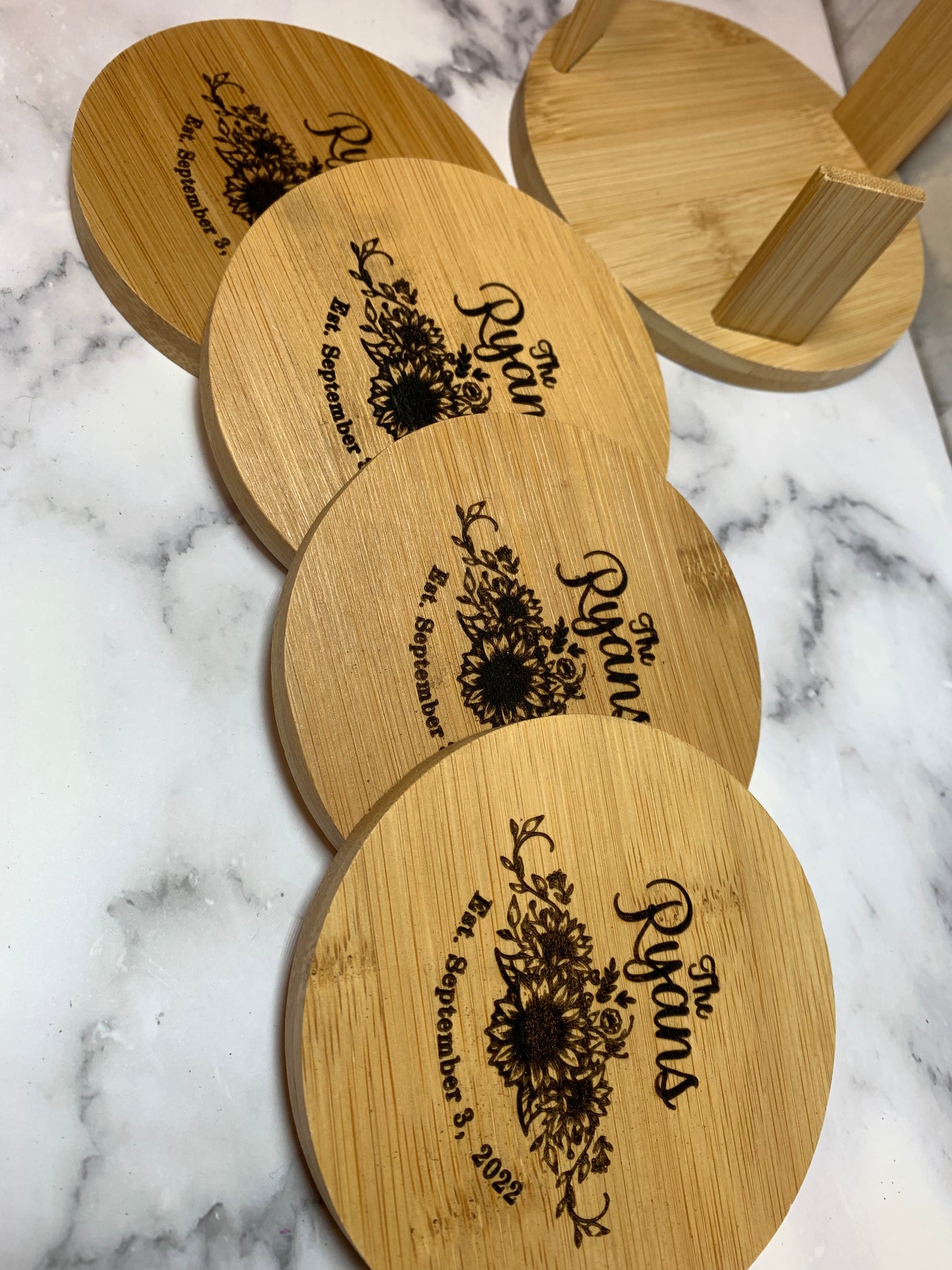 Sunflower Cutting Board & Coaster Set