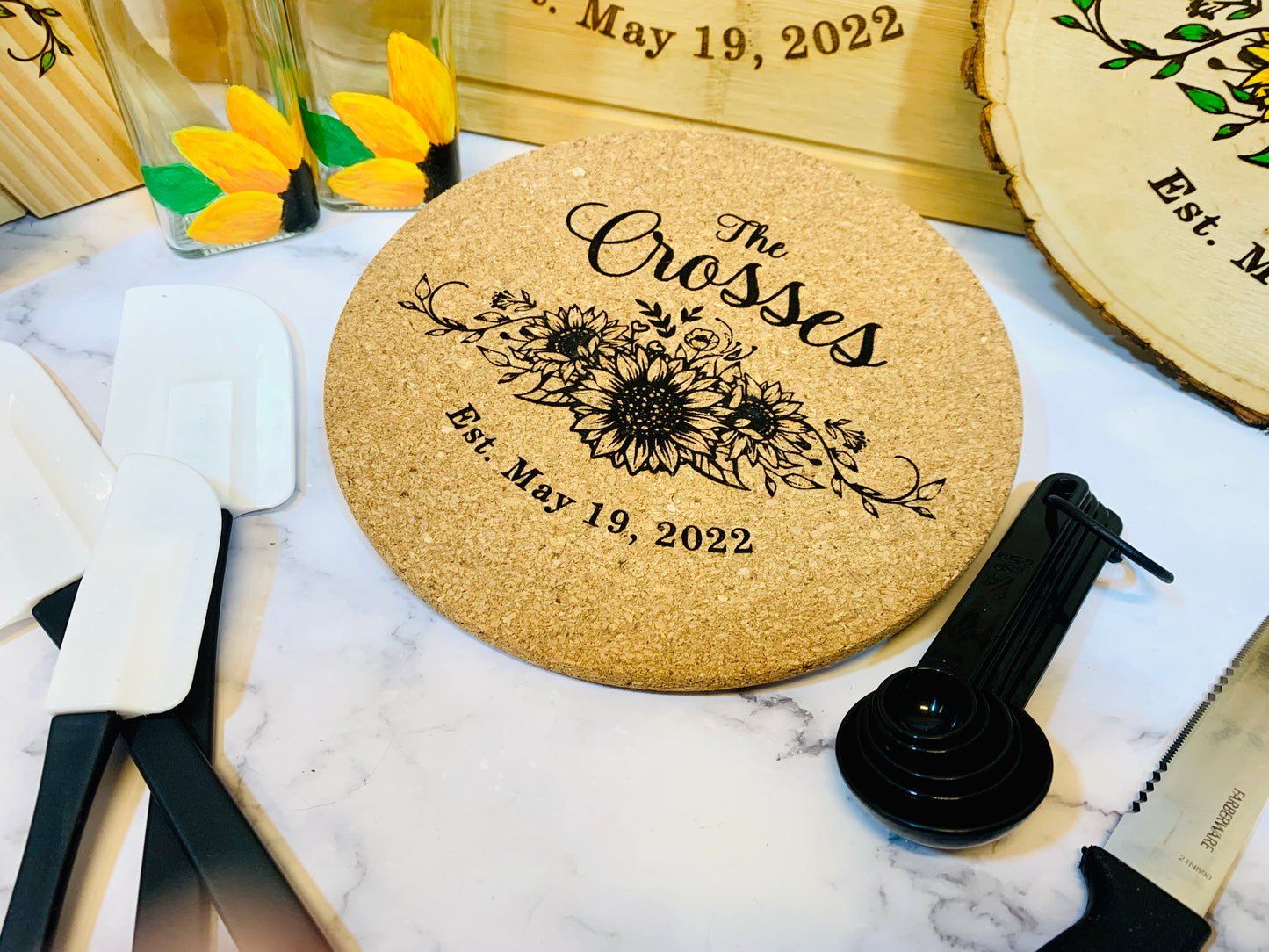 Sunflower Kitchen Set Personalized Wedding Gift - MixMatched Creations