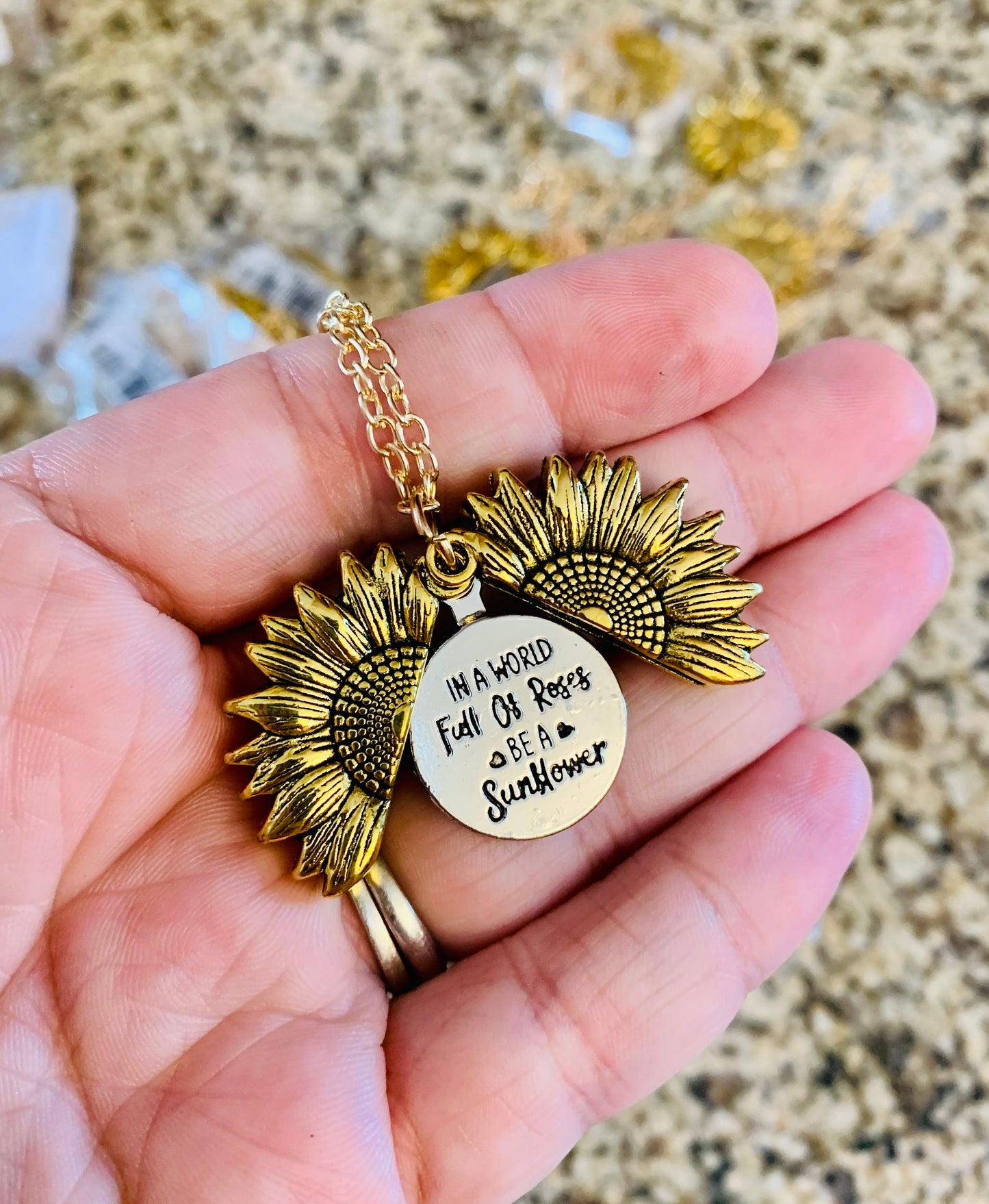 In A World Full Of Roses Be A Sunflower Sunflower Necklace Pendant - MixMatched Creations