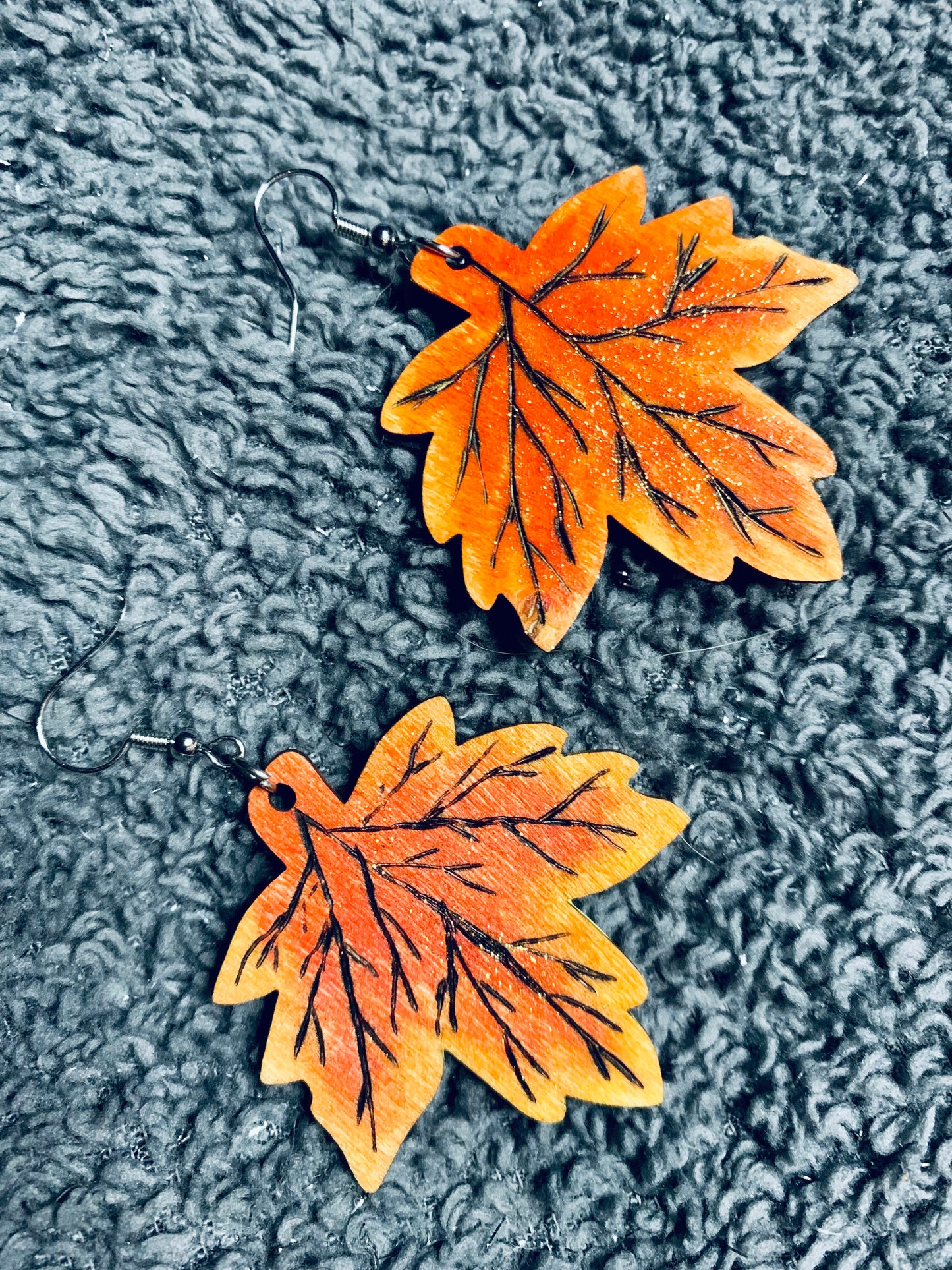 Wood Autumn Fall Leaf Earrings - MixMatched Creations
