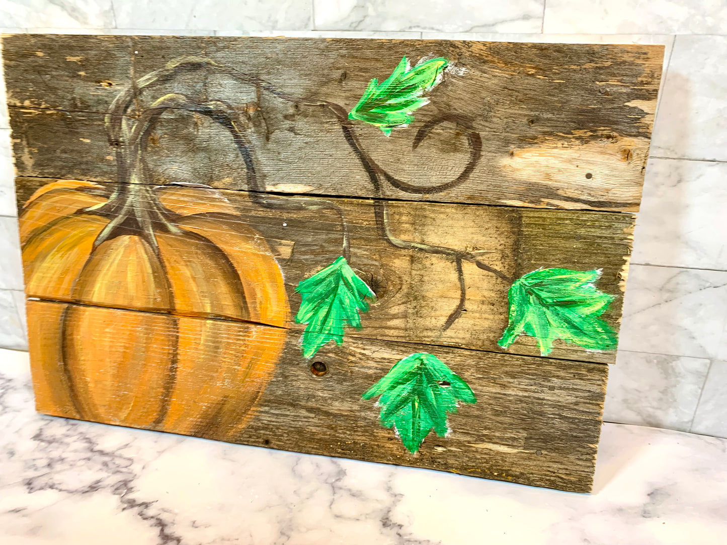 Pumpkin Fall Painted Wood Sign