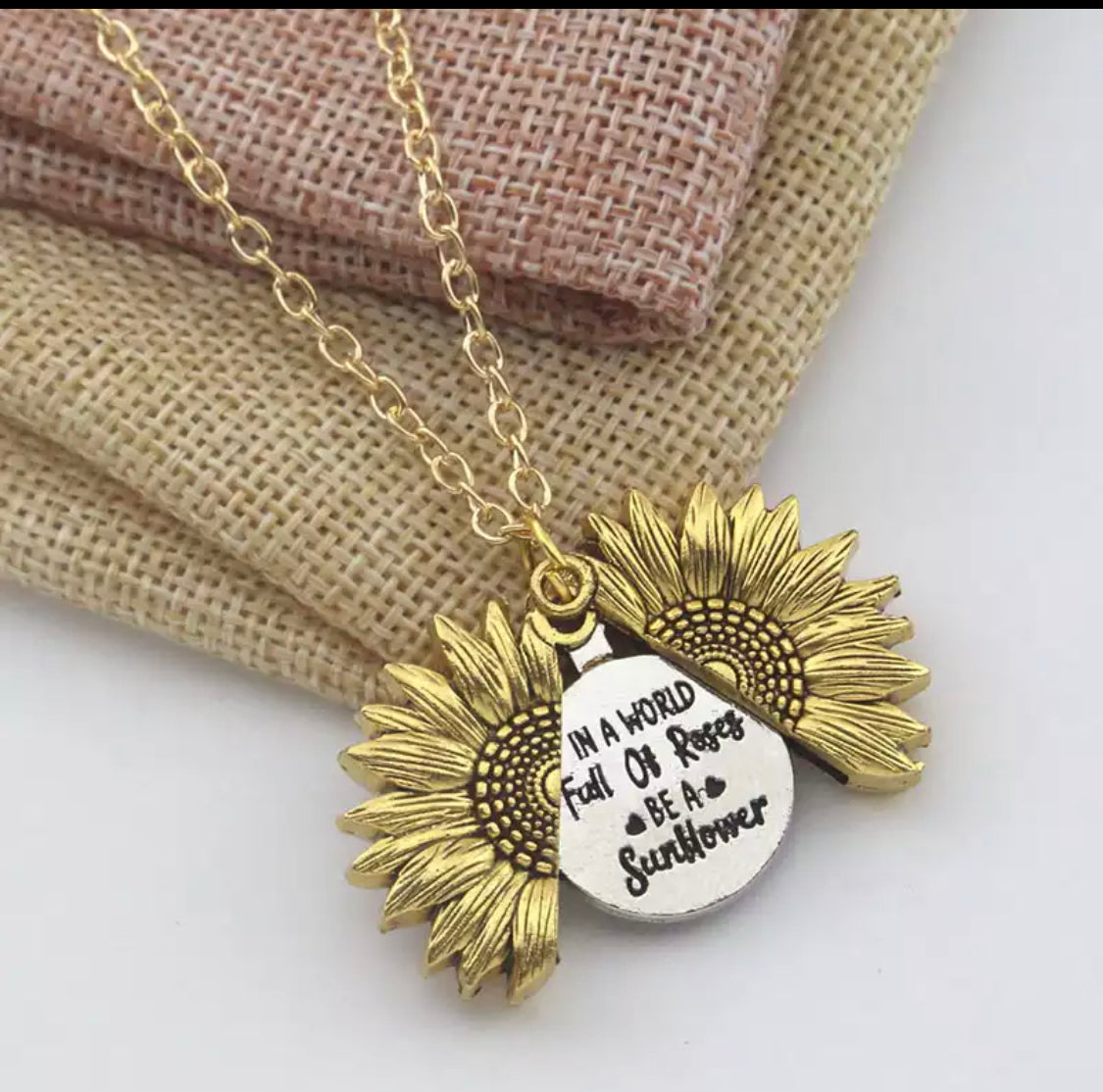 In A World Full Of Roses Be A Sunflower Sunflower Necklace Pendant - MixMatched Creations
