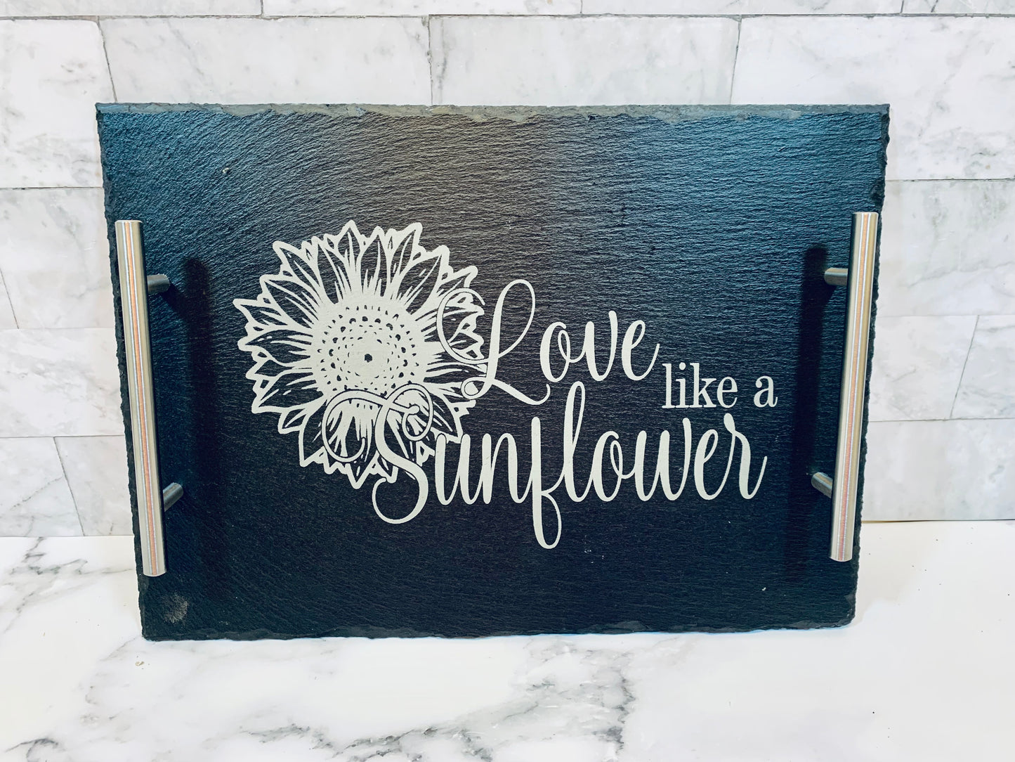 Love Like A Sunflower Slate Tray - MixMatched Creations