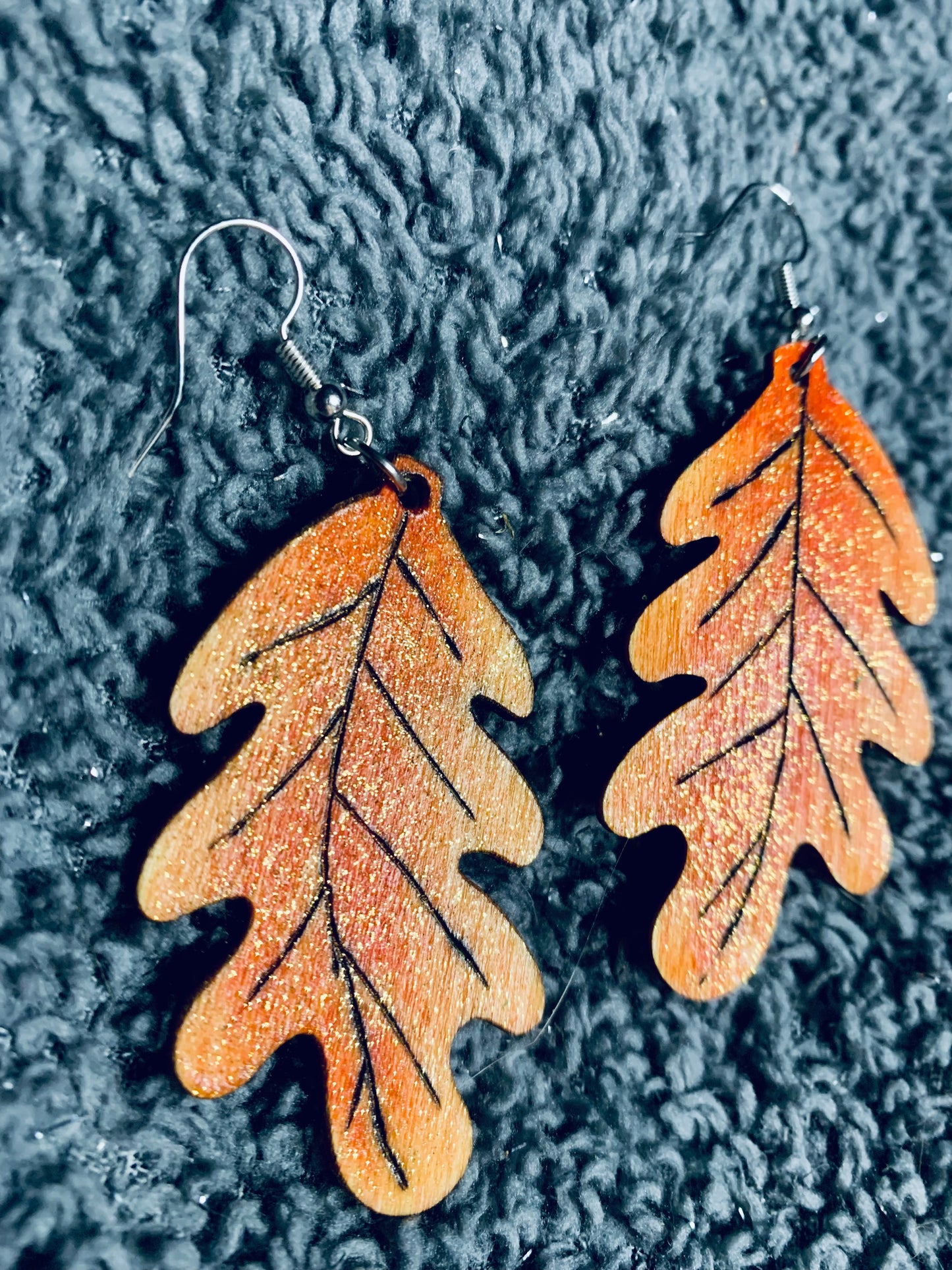 Wood Autumn Fall Leaf Earrings - MixMatched Creations