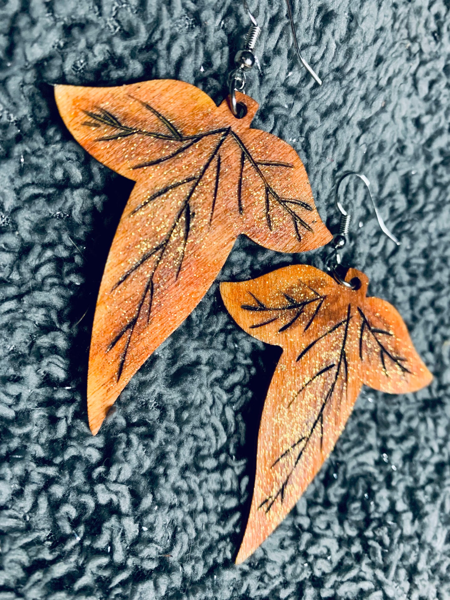 Wood Autumn Fall Leaf Earrings - MixMatched Creations